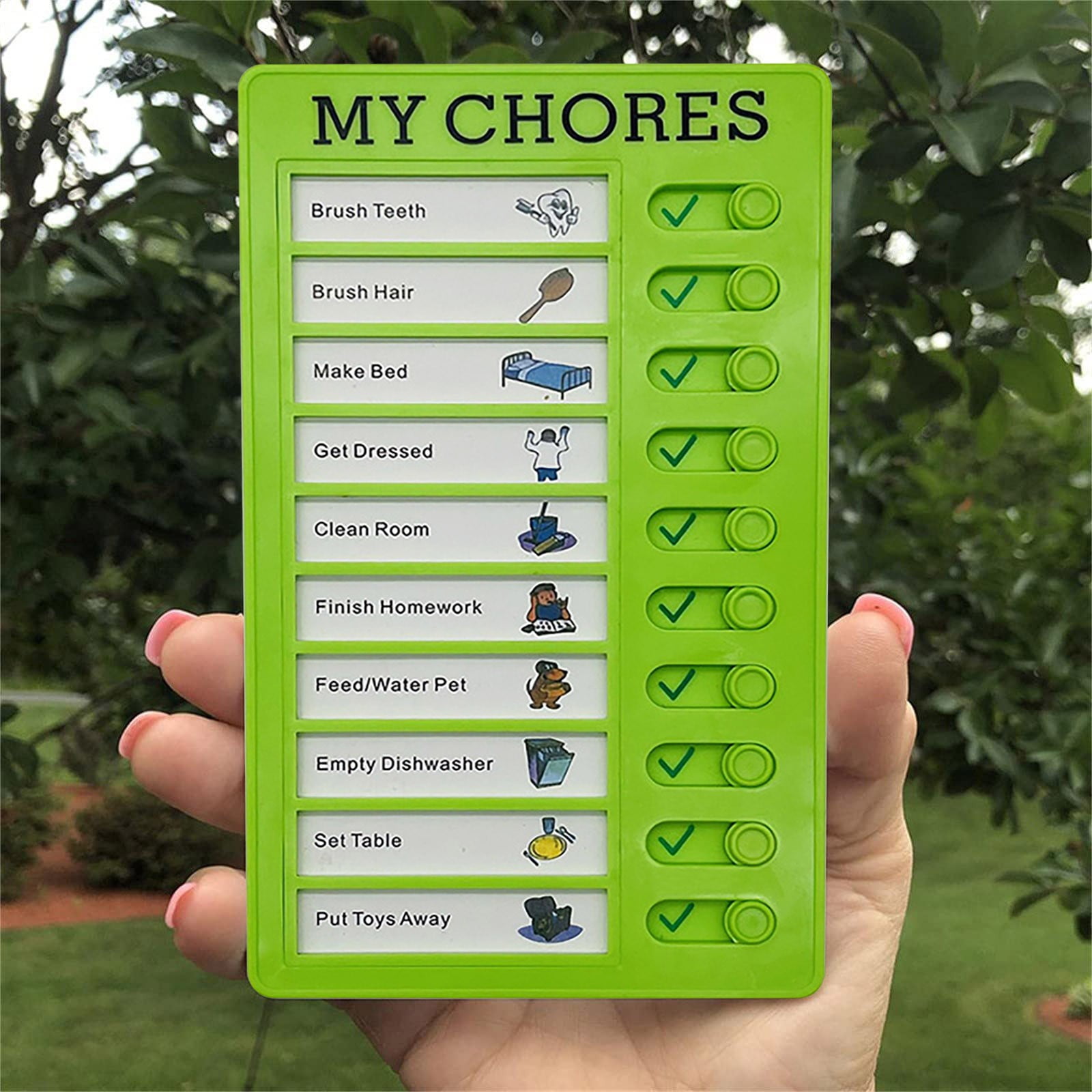 1Pc To Do List Checklist,Chores Chart for Man and Woman Chore Chart, Sliding Routine Chart to Do List, RV Checklist Task Planning Board, ADHD Tools Routine Visual Schedule Reminder(White5) Green - Image 5