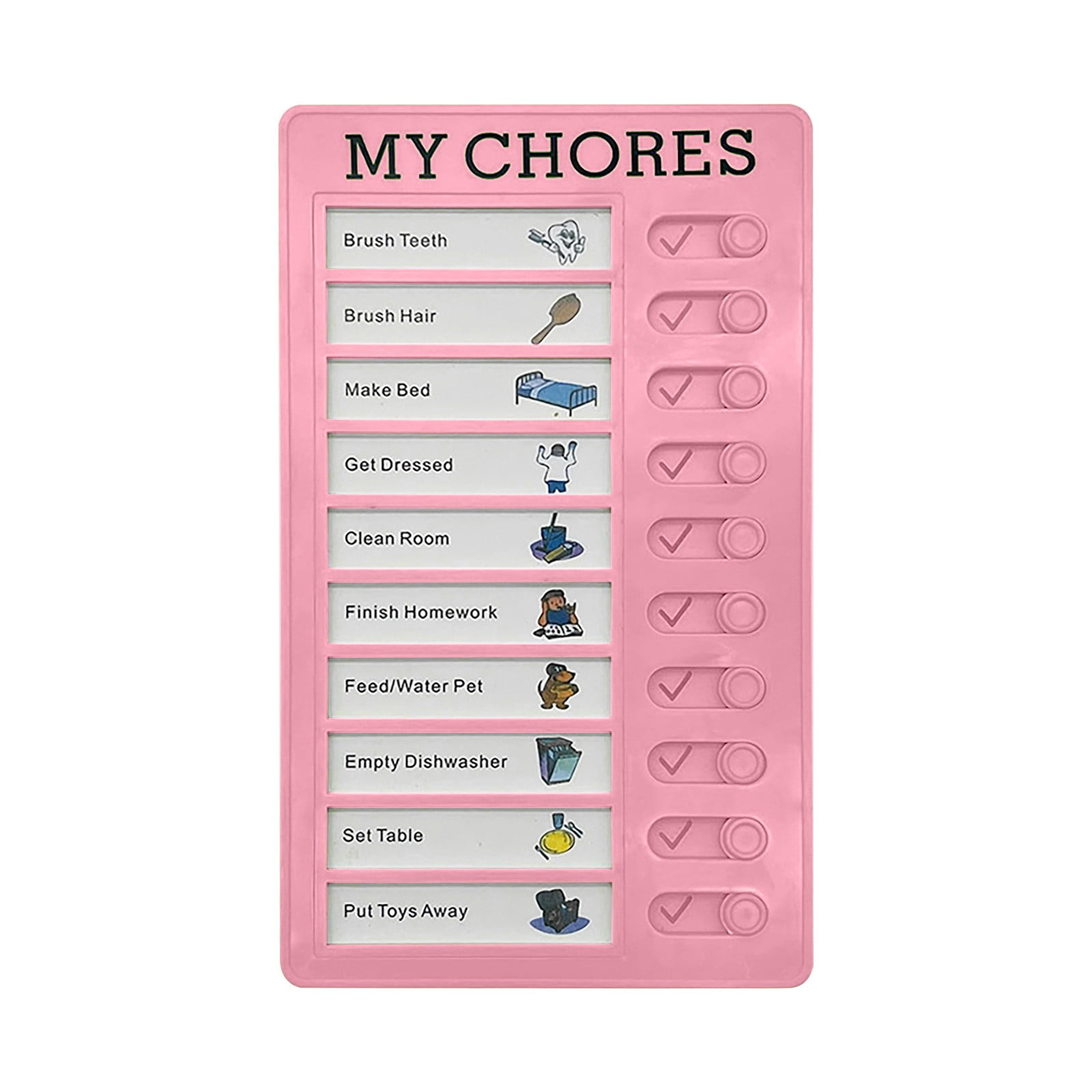 1Pc To Do List Checklist,Chores Chart for Man and Woman Chore Chart, Sliding Routine Chart to Do List, RV Checklist Task Planning Board, ADHD Tools Routine Visual Schedule Reminder(White5) Pink - Image 1