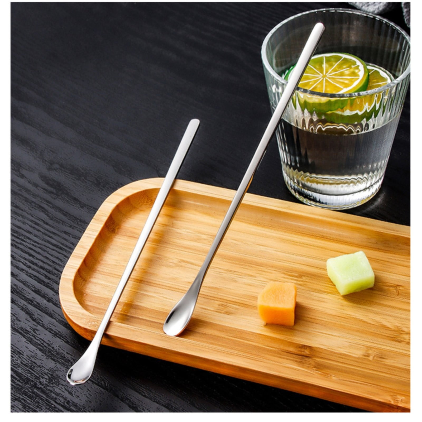 Stainless Steel Coffee Stirring Spoons,Reusable Drink & Cocktail Stir Sticks Scoop,Stainless Steel Stirring Spoons For Coffee Cocktail Mixing Spoon With Long Handle Stir Sticks,Multicolor 8.8