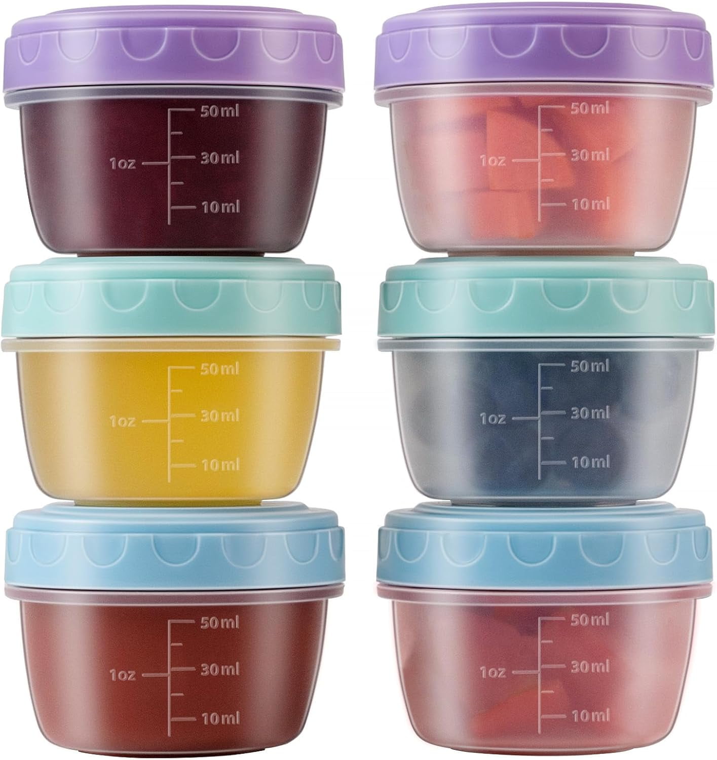 6Pcs 2Oz Small Containers With Lids,Reusable Plastic Storage Jars For Snack And Puree, Salad Dressing Container To Go, Storage Containers, Freezer Food Containers, Dishwasher Safe,Bpa Free,6PCS 36PCS - Image 2