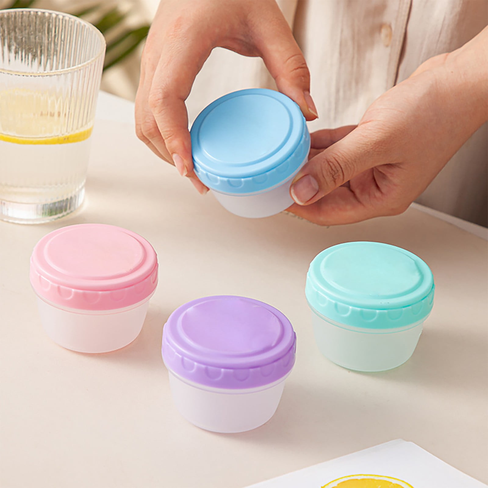 6Pcs 2Oz Small Containers With Lids,Reusable Plastic Storage Jars For Snack And Puree, Salad Dressing Container To Go, Storage Containers, Freezer Food Containers, Dishwasher Safe,Bpa Free,6PCS 36PCS - Image 3