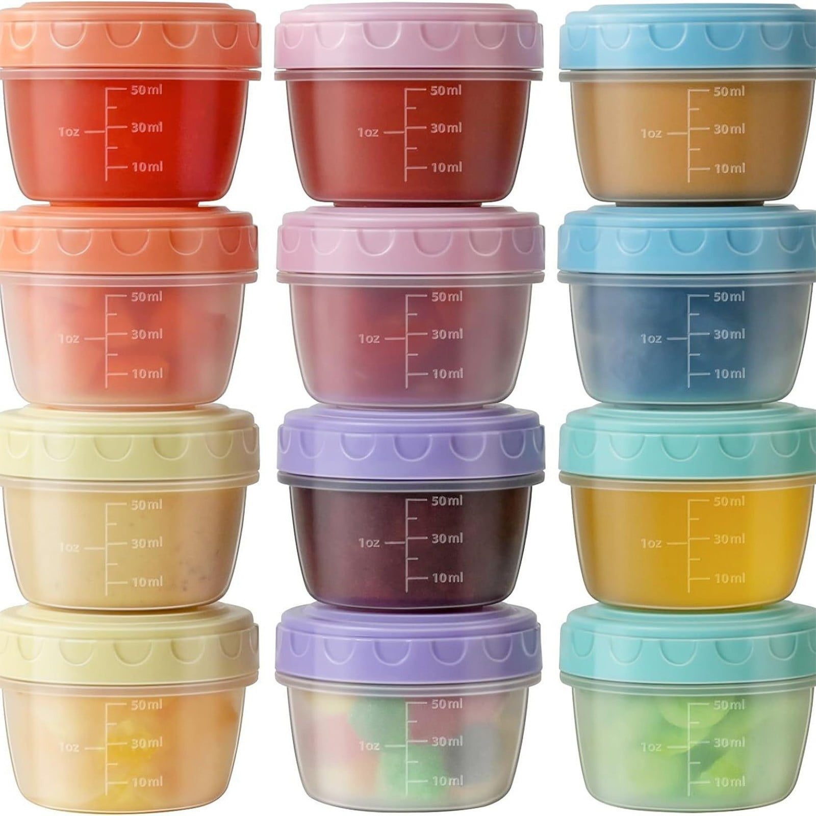 6Pcs 2Oz Small Containers With Lids,Reusable Plastic Storage Jars For Snack And Puree, Salad Dressing Container To Go, Storage Containers, Freezer Food Containers, Dishwasher Safe,Bpa Free,6PCS 36PCS - Image 4