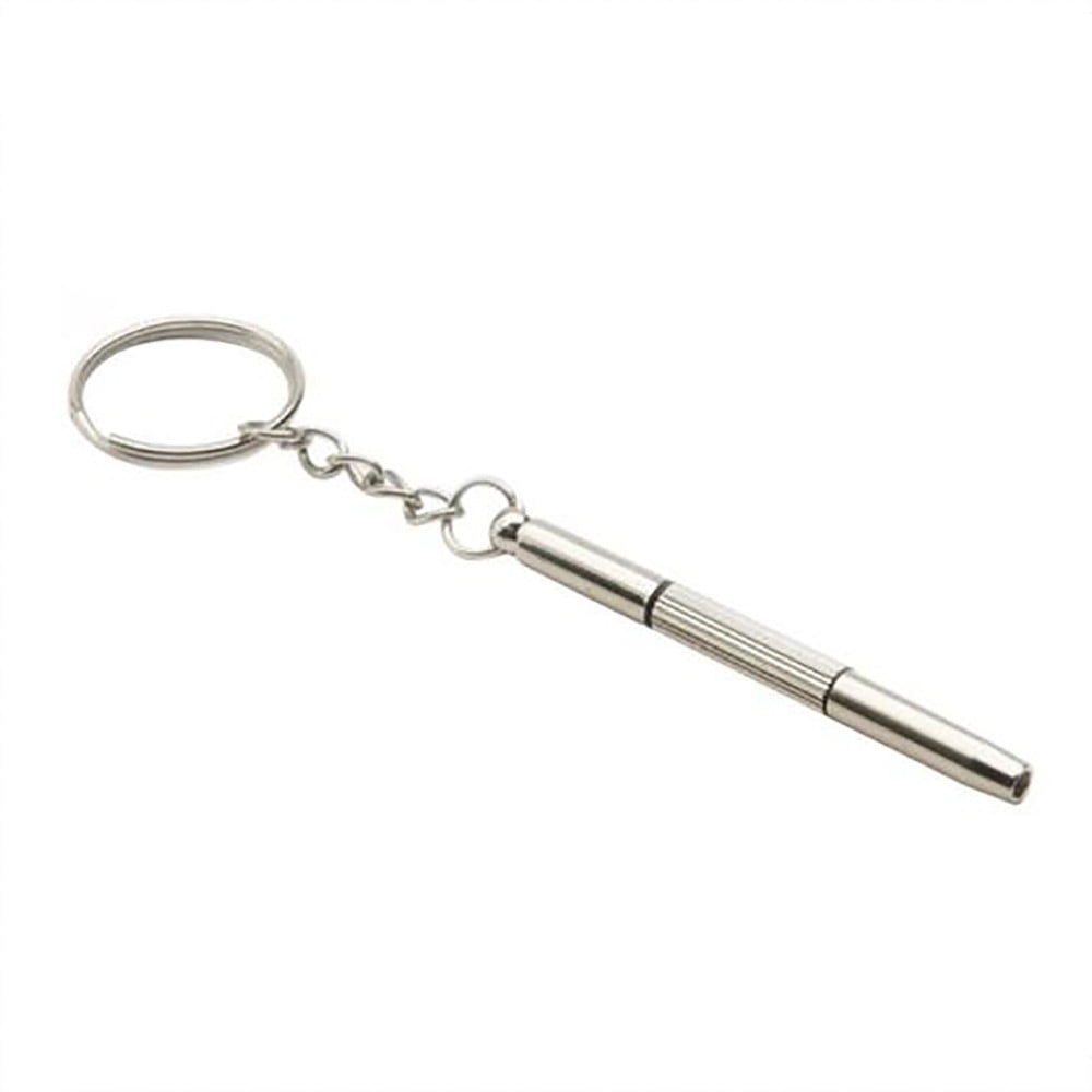 3 In 1 Eyeglass Sunglass Tightener Tool Set With Keychain,Mini Screwdrivers Set For Eyeglasses,Screwdriver Eye Glass Repairing Kit Tool For Eyeglasses Frame Watch Jewelry Cleaning Repair Silver - Image 1