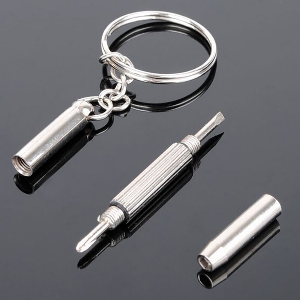 3 In 1 Eyeglass Sunglass Tightener Tool Set With Keychain,Mini Screwdrivers Set For Eyeglasses,Screwdriver Eye Glass Repairing Kit Tool For Eyeglasses Frame Watch Jewelry Cleaning Repair Silver - Image 2