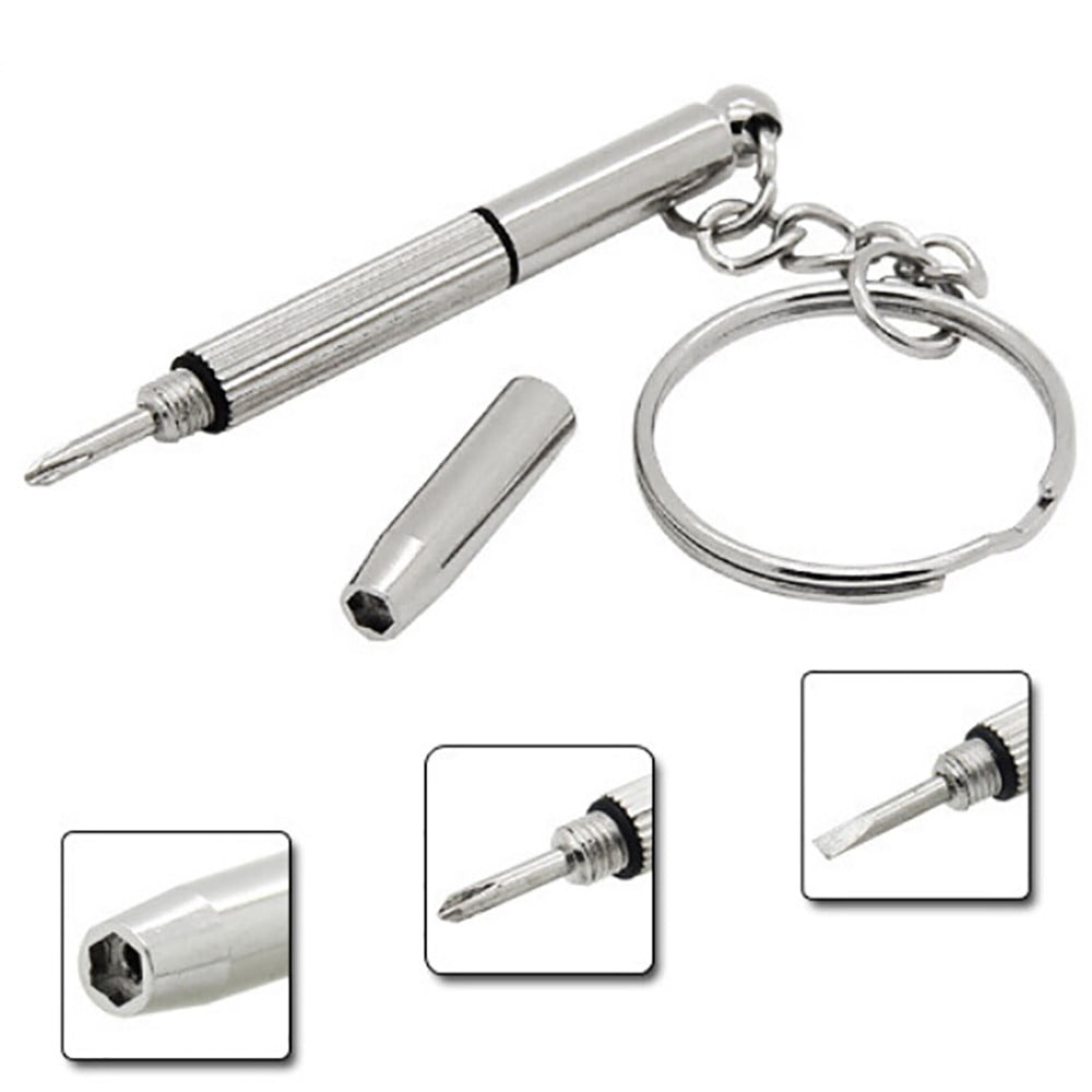 3 In 1 Eyeglass Sunglass Tightener Tool Set With Keychain,Mini Screwdrivers Set For Eyeglasses,Screwdriver Eye Glass Repairing Kit Tool For Eyeglasses Frame Watch Jewelry Cleaning Repair Silver - Image 5
