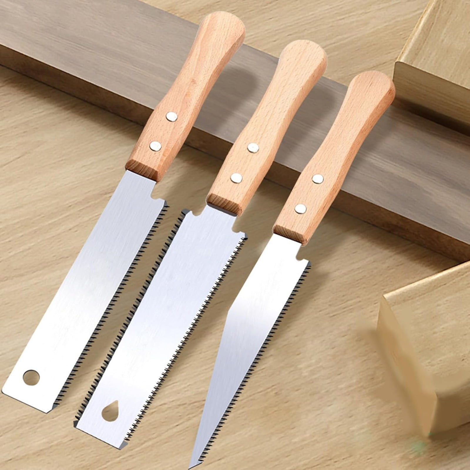Japanese Pull Saw,Small Hand Saw, Japanese Double Pull Saw with Wooden Handle,Steel Blades and Wood Handles, Handsaw Cutting Edges, Flush Cutting Trim Tool for Carpentry(Silver2) Silver2 - Image 5