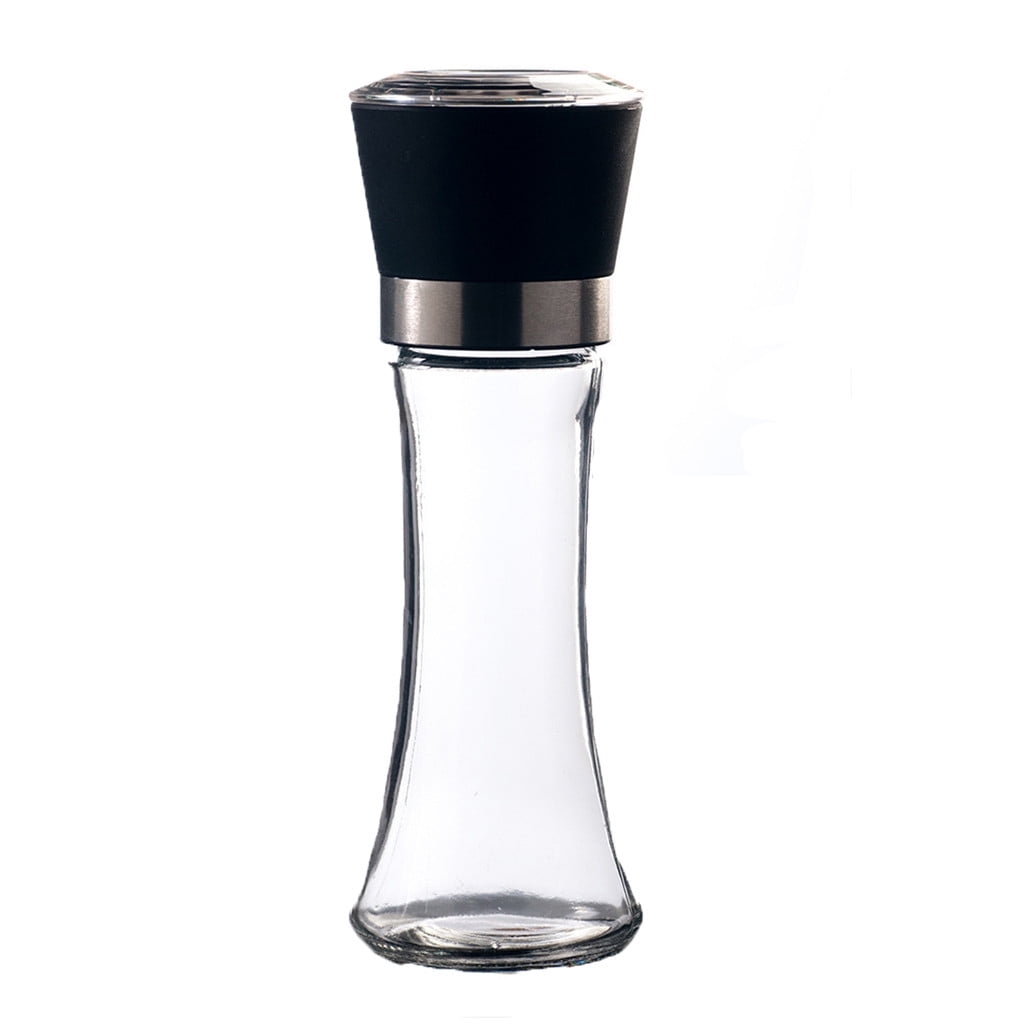 1 Pcs Salt And Pepper Grinder,Stainless Steel Sea Salt And Pepper Grinder,Glass Salt And Pepper Shakers,Refillable Sea Salt Shakers,Salt Grinder Refillable,Easy Clean Glass Grinders Black - Image 1