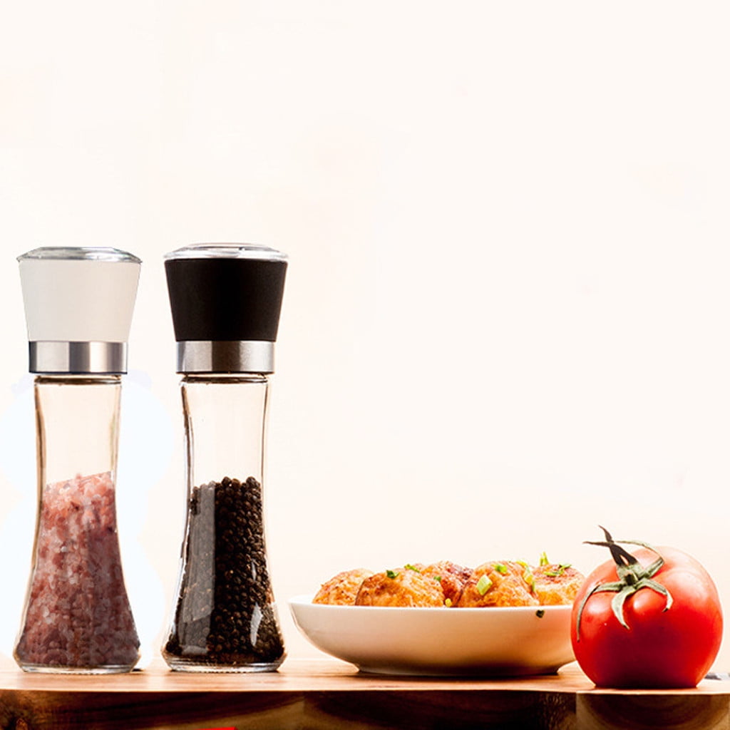 1 Pcs Salt And Pepper Grinder,Stainless Steel Sea Salt And Pepper Grinder,Glass Salt And Pepper Shakers,Refillable Sea Salt Shakers,Salt Grinder Refillable,Easy Clean Glass Grinders Black - Image 4