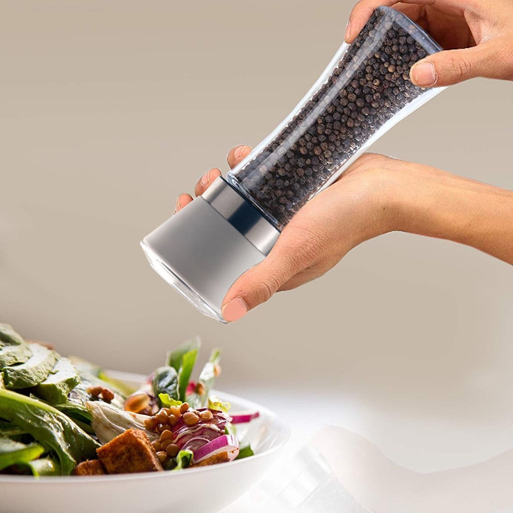 1 Pcs Salt And Pepper Grinder,Stainless Steel Sea Salt And Pepper Grinder,Glass Salt And Pepper Shakers,Refillable Sea Salt Shakers,Salt Grinder Refillable,Easy Clean Glass Grinders Black - Image 5