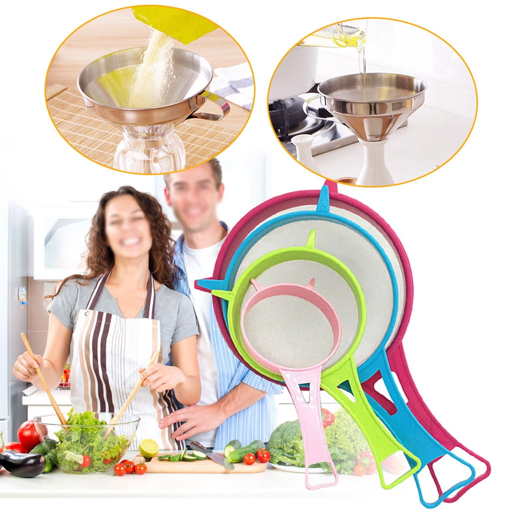 4 Pcs Plastic Mesh Strainer Colander Set,Nylon Mesh Strainer Food Yogurt Mesh Sieve,Plastic Mesh Colander,Reusable Coffee Filter With \u200bHandle Kitchen Tools for Filtering Juice Milk 4PCS - Image 2