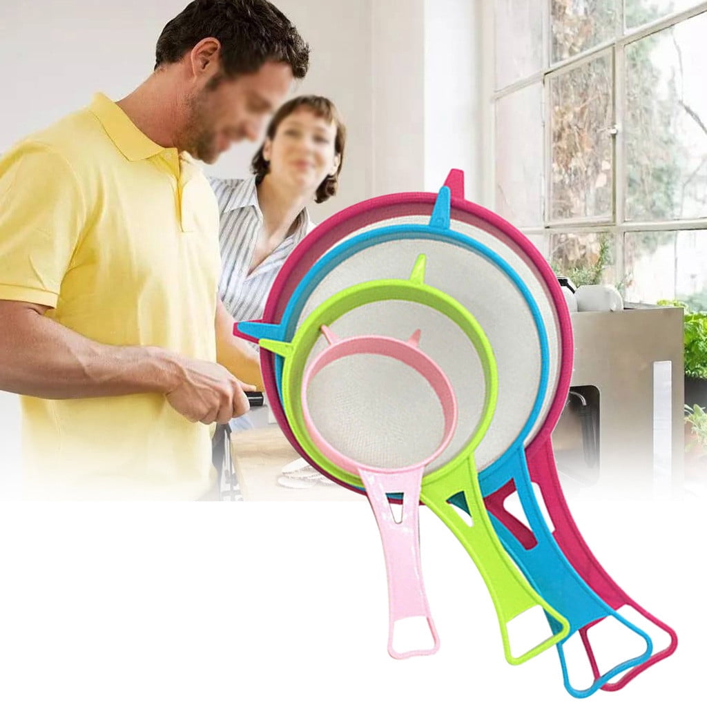 4 Pcs Plastic Mesh Strainer Colander Set,Nylon Mesh Strainer Food Yogurt Mesh Sieve,Plastic Mesh Colander,Reusable Coffee Filter With \u200bHandle Kitchen Tools for Filtering Juice Milk 4PCS - Image 3