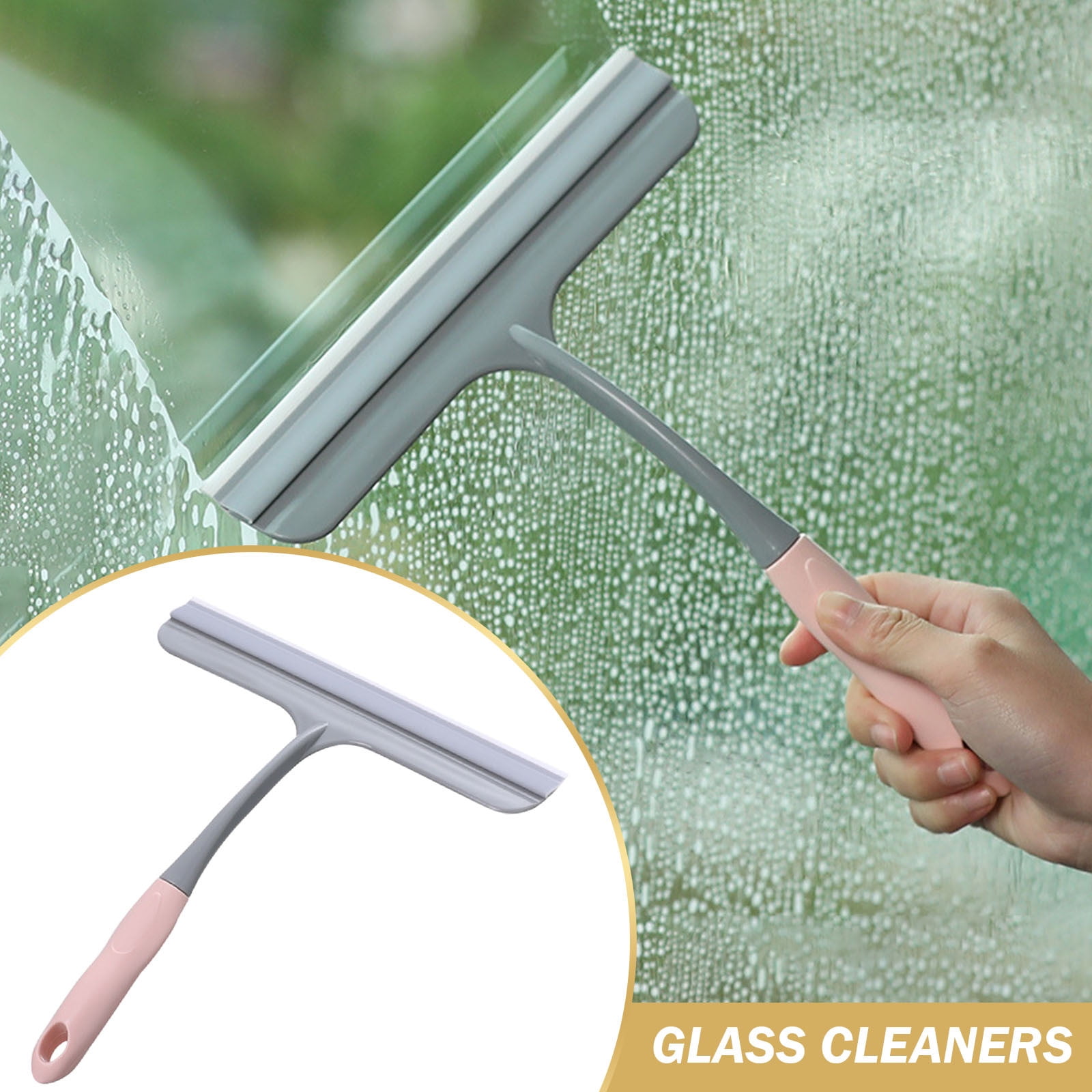 Window Cleaning Squeegee,Shower Squeegee for Shower Glass Doors,Car Window Windshield Mirror Tile Cleaner Cleaning Wiper Squeegees Tool with Hook,Window Cleaning Shower Glass Squeegees(Z3-White) Z3-Pink - Image 2