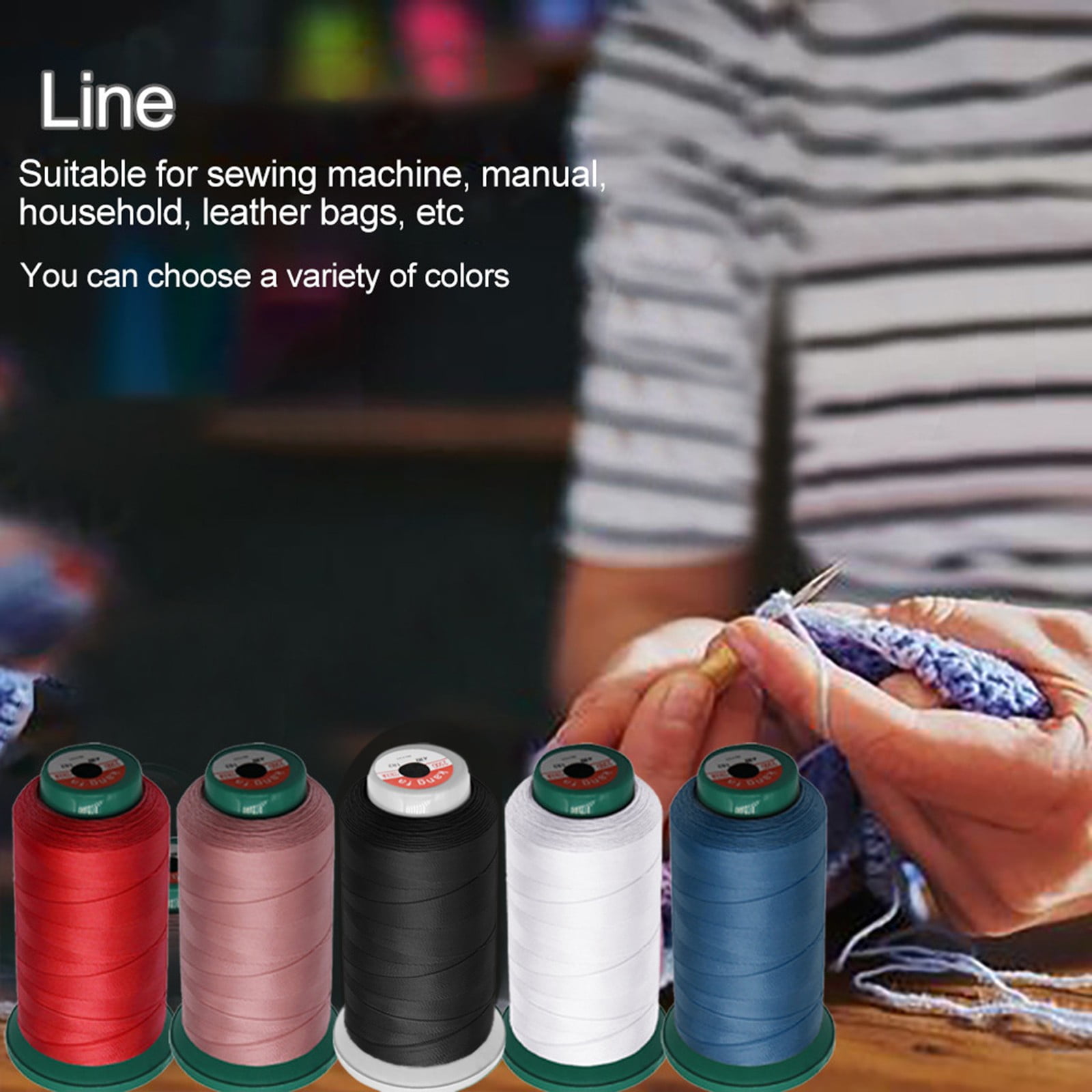 1190Yards High Strength Polyester Sewing Thread,Heavy Duty Sewing Threads,210D Thread,All Purpose Sewing Thread Cones, High Tensile Polyester Thread Spools for Sewing, Quilting, Serger Machines,Black Blue - Image 8