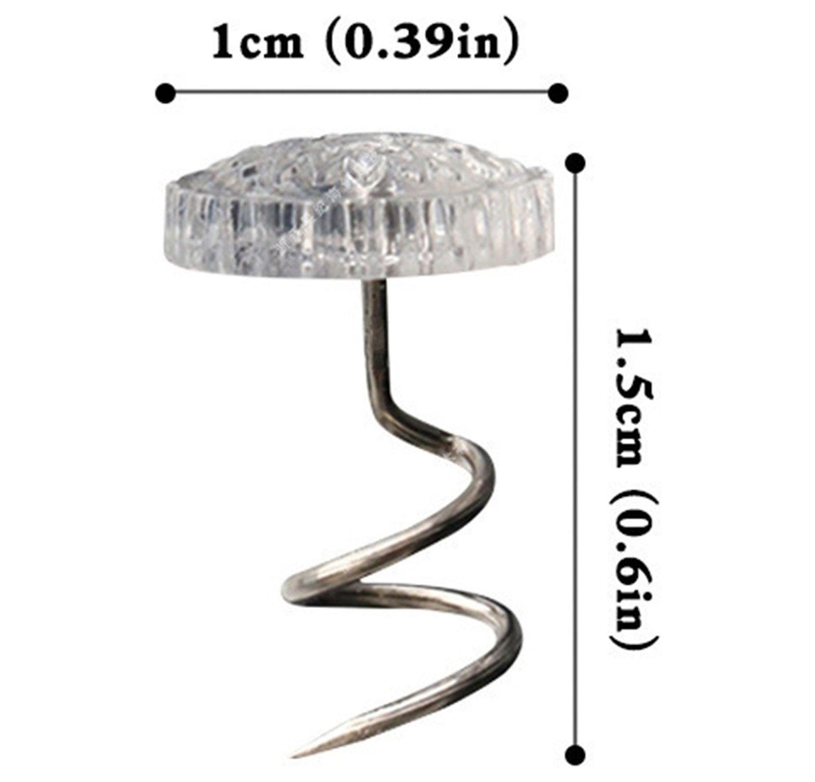 50 Pcs Upholstery Tacks Headliner Pins,Bed Skirt Pins Twist,Upholstery Tacks for Furniture,Spiral Push Pins With Clear Heads,Clear Heads Twist Pins for Slipcovers And Bed Skirts,Sofa Covers 50PCS - Image 3