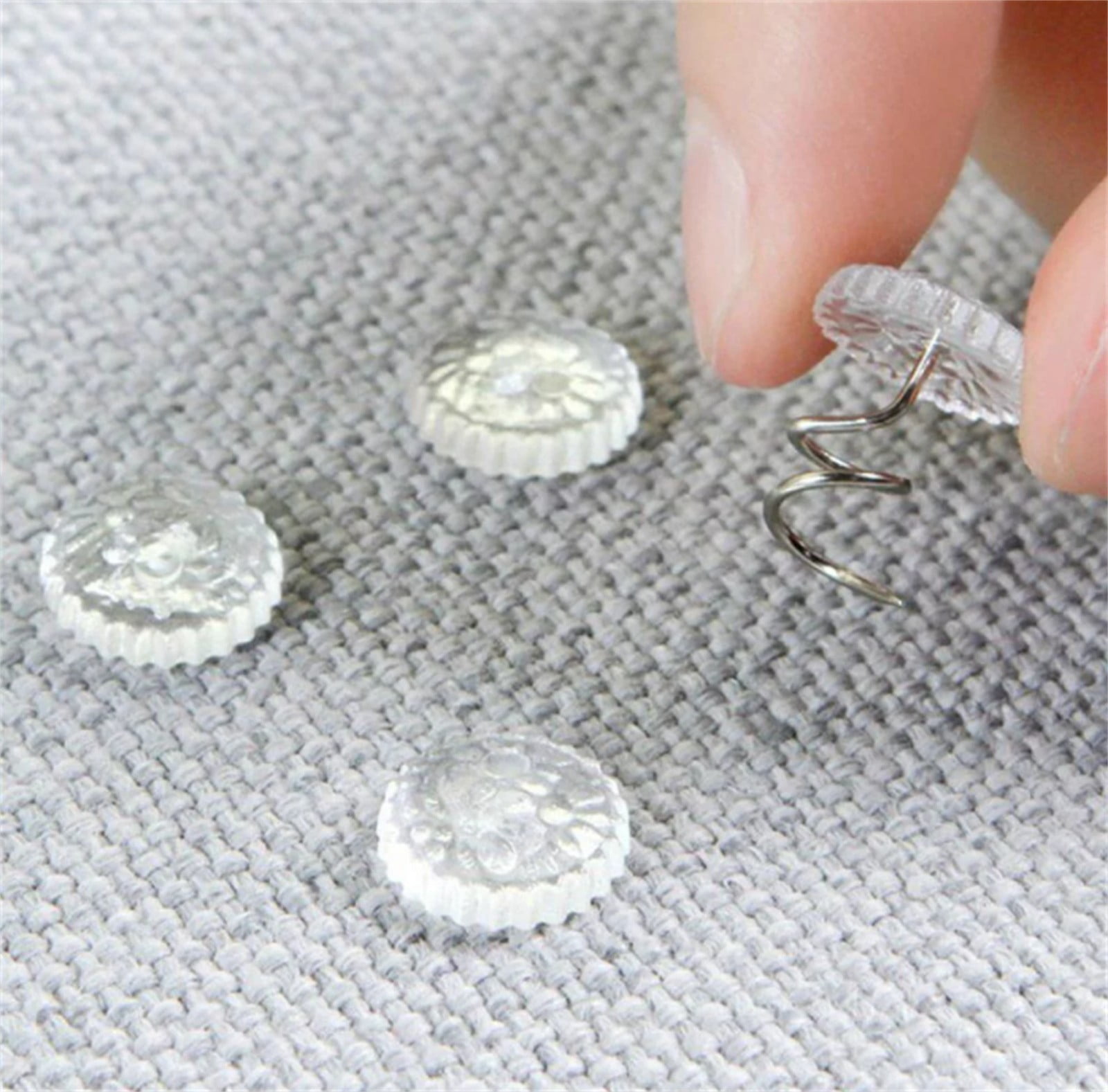 50 Pcs Upholstery Tacks Headliner Pins,Bed Skirt Pins Twist,Upholstery Tacks for Furniture,Spiral Push Pins With Clear Heads,Clear Heads Twist Pins for Slipcovers And Bed Skirts,Sofa Covers 50PCS - Image 4