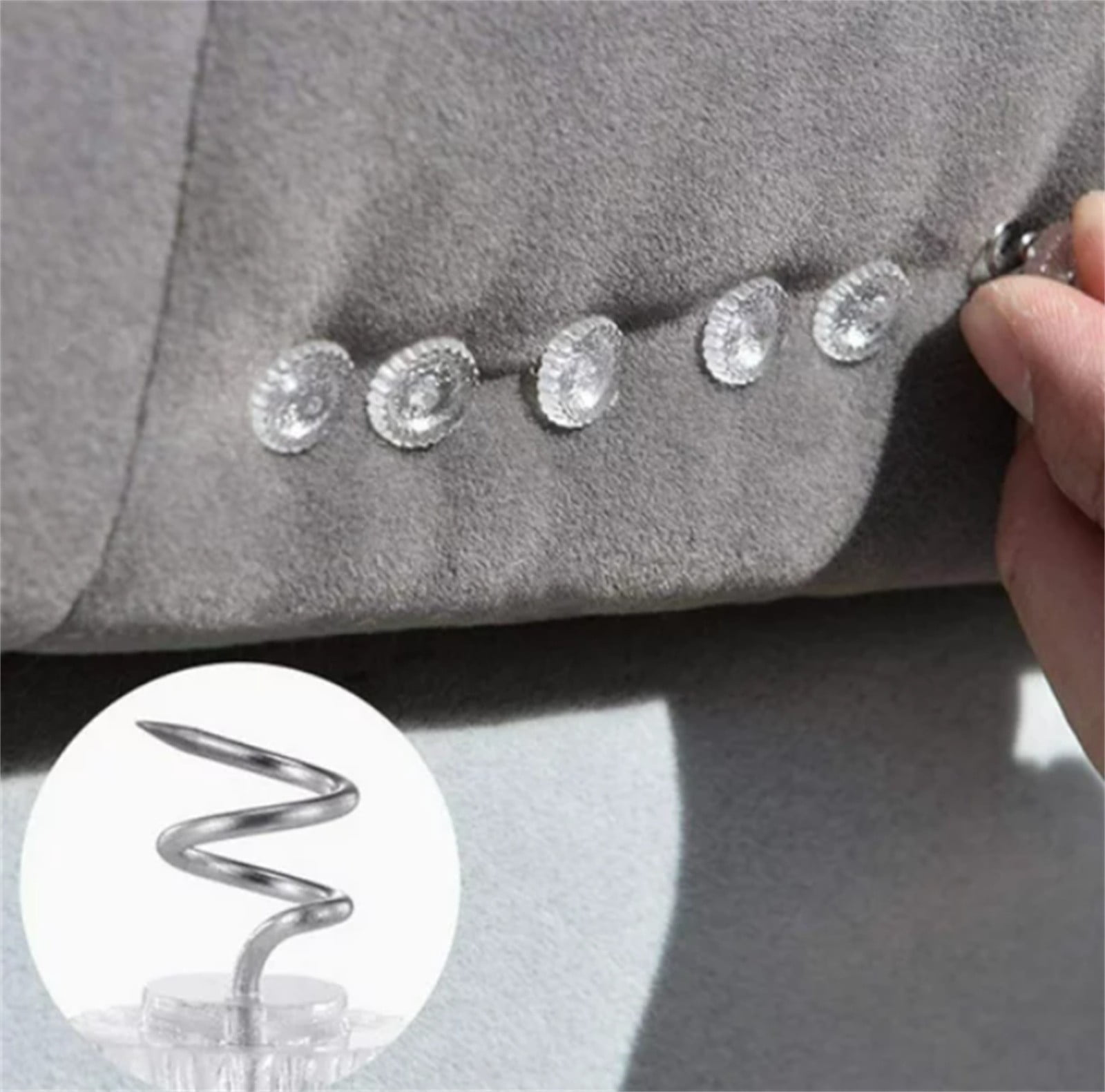 50 Pcs Upholstery Tacks Headliner Pins,Bed Skirt Pins Twist,Upholstery Tacks for Furniture,Spiral Push Pins With Clear Heads,Clear Heads Twist Pins for Slipcovers And Bed Skirts,Sofa Covers 50PCS - Image 5