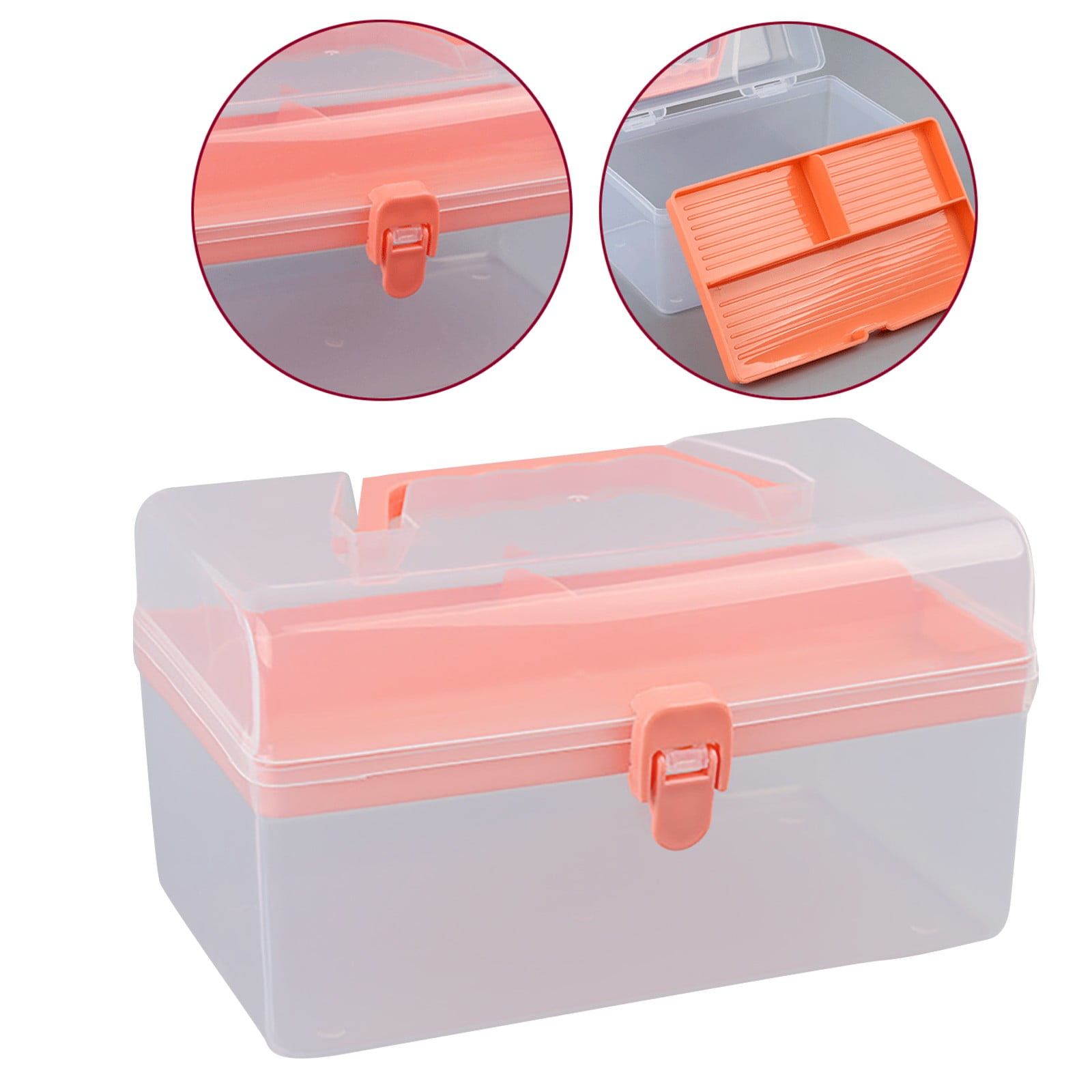 Home Box and Travel Storage Box, Plastic Kit Case Container Empty, Box with Lock Lid & Handle, Emergency Organizer for Family and Traveling, 9.1x4.7x3.7 8.54
