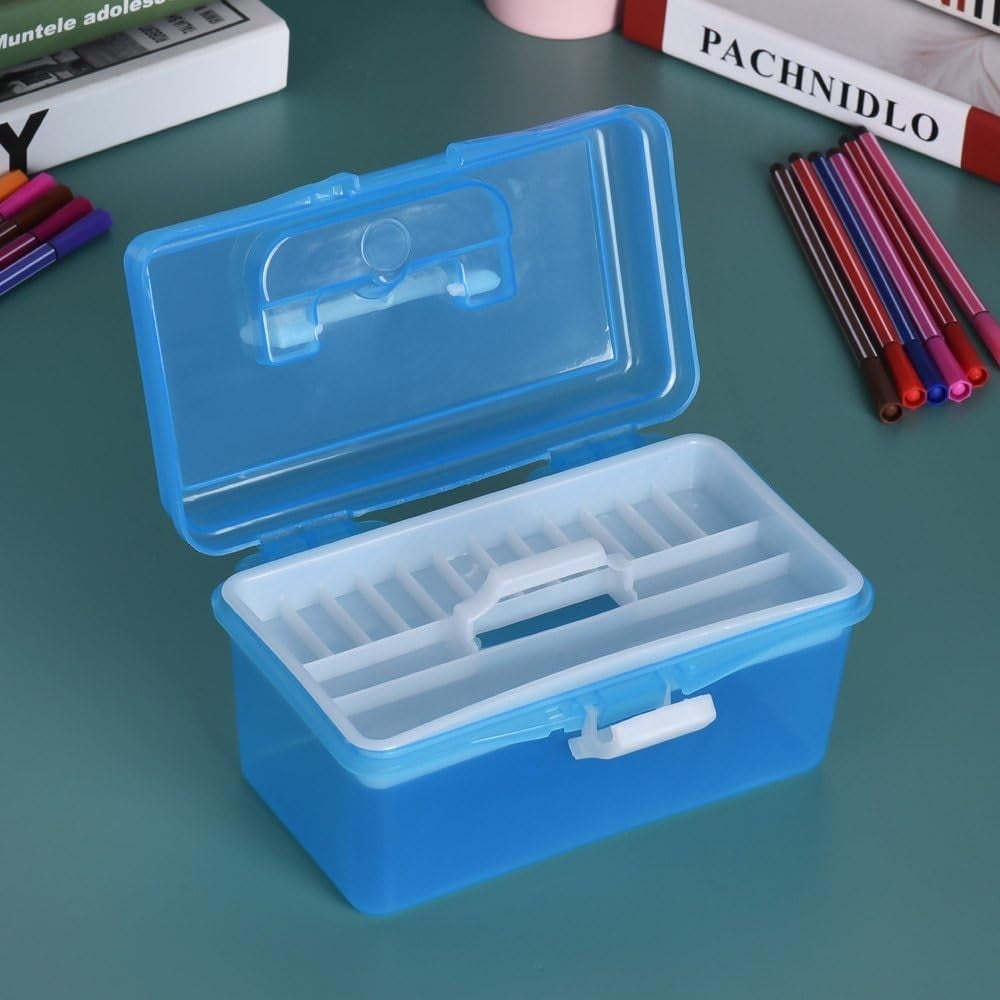 Home Box and Travel Storage Box, Plastic Kit Case Container Empty, Box with Lock Lid & Handle, Emergency Organizer for Family and Traveling, 9.1x4.7x3.7 7.87