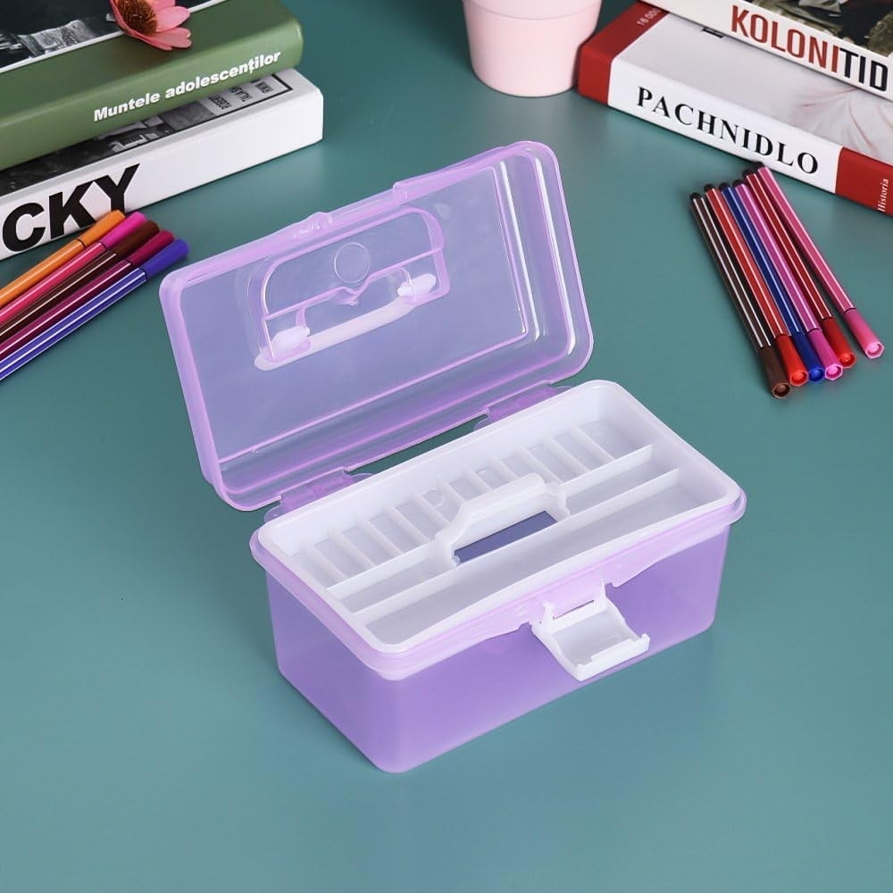 Home Box and Travel Storage Box, Plastic Kit Case Container Empty, Box with Lock Lid & Handle, Emergency Organizer for Family and Traveling, 9.1x4.7x3.7 7.87