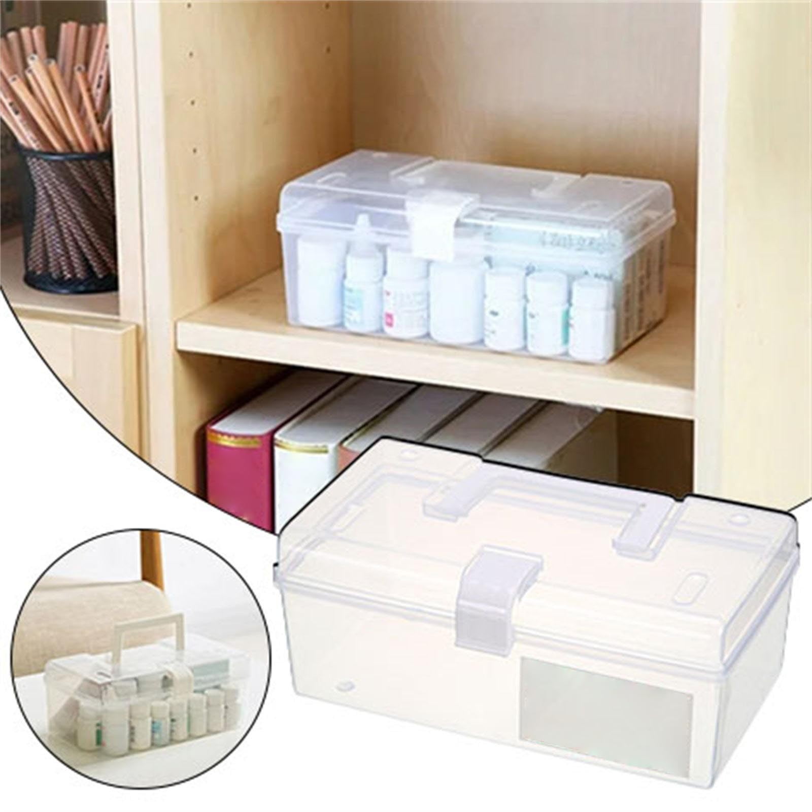 Home Box and Travel Storage Box, Plastic Kit Case Container Empty, Box with Lock Lid & Handle, Emergency Organizer for Family and Traveling, 9.1x4.7x3.7 9.1