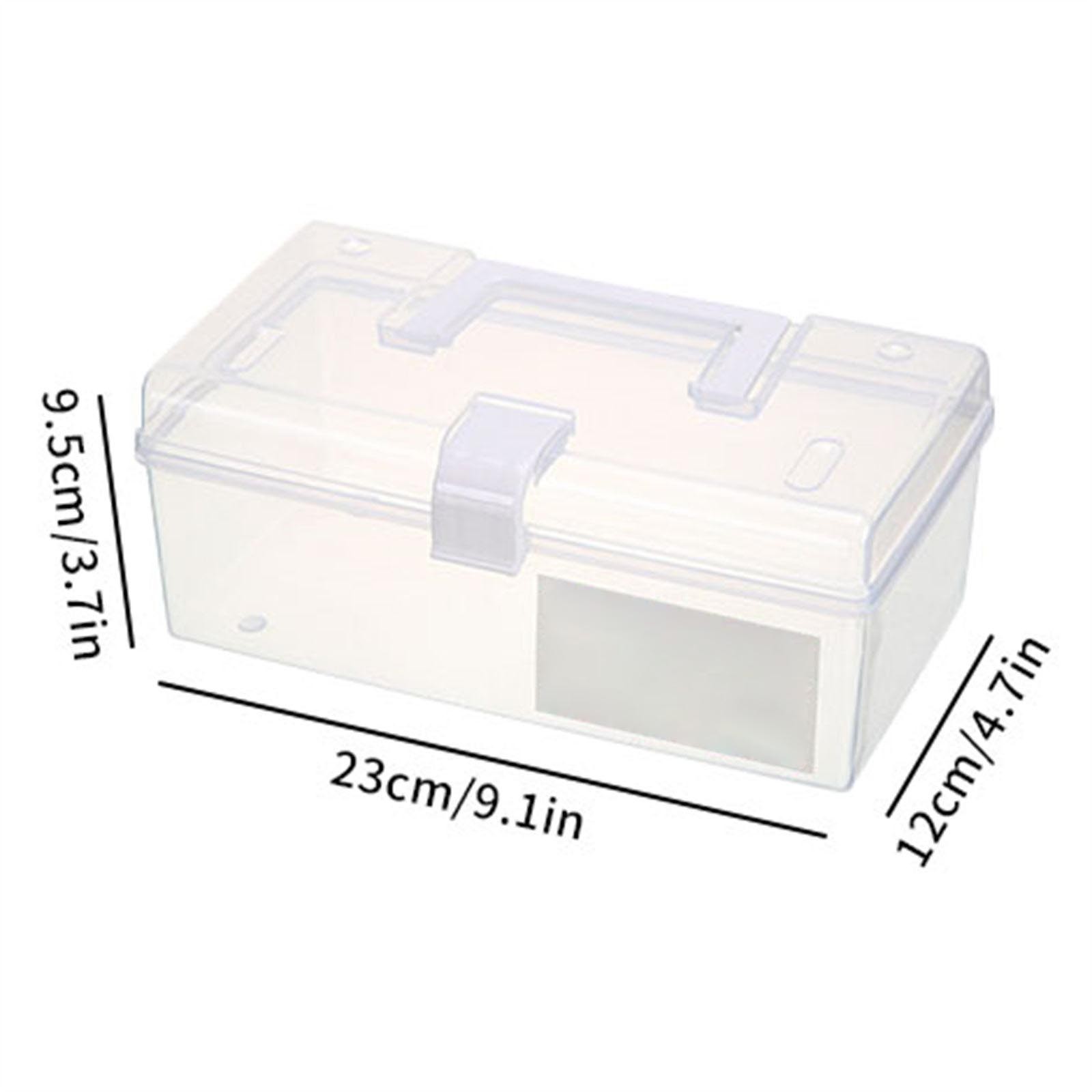 Home Box and Travel Storage Box, Plastic Kit Case Container Empty, Box with Lock Lid & Handle, Emergency Organizer for Family and Traveling, 9.1x4.7x3.7 9.1