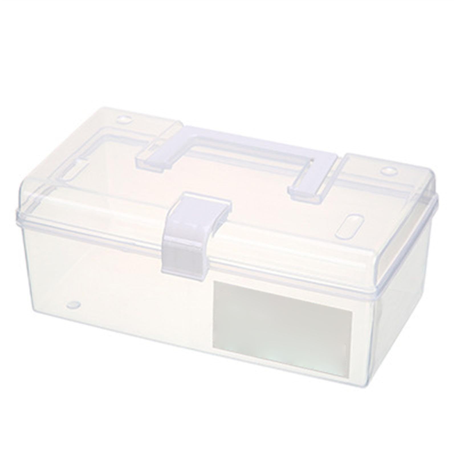 Home Box and Travel Storage Box, Plastic Kit Case Container Empty, Box with Lock Lid & Handle, Emergency Organizer for Family and Traveling, 9.1x4.7x3.7 9.1