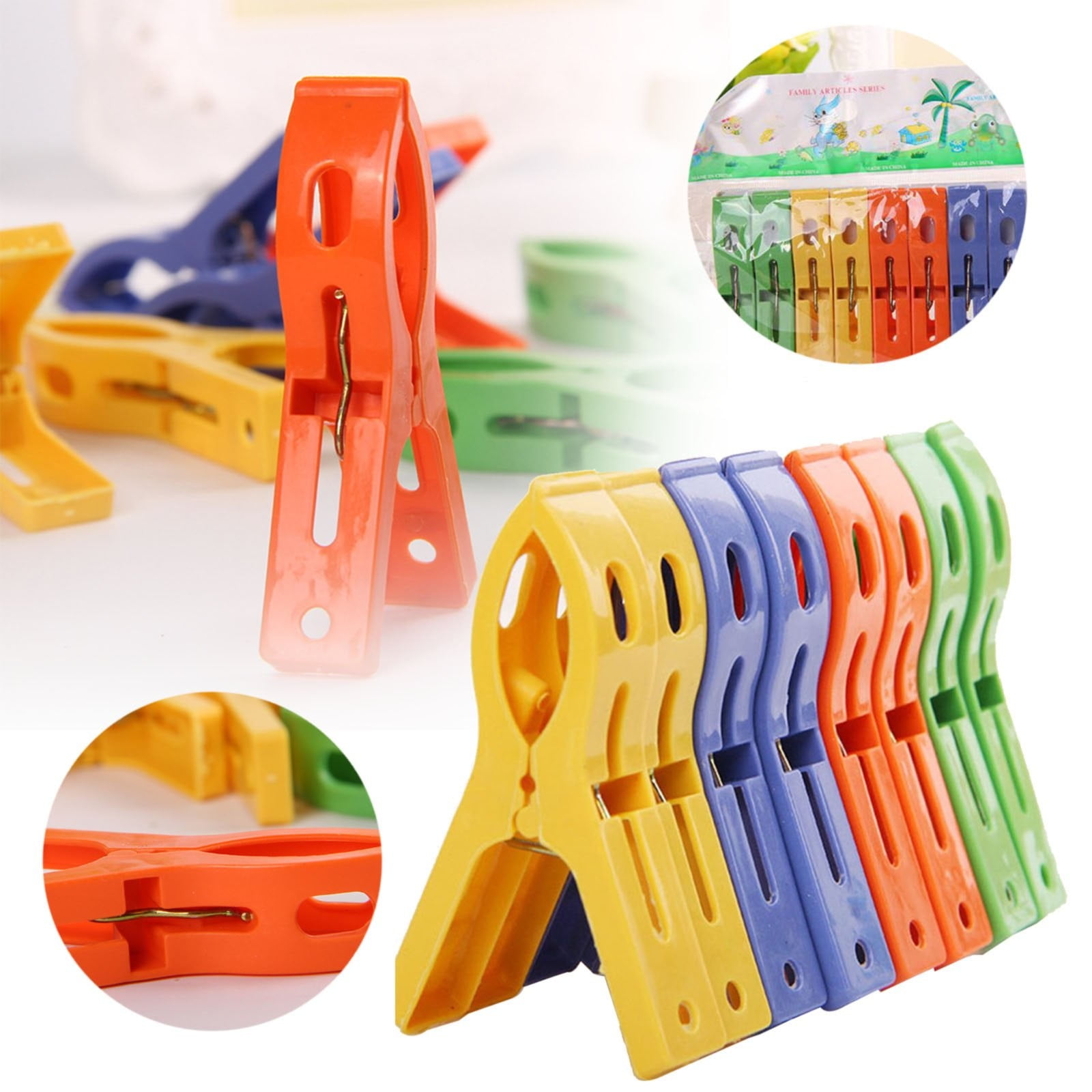 Towel Pegs,Beach Towel Clips for Chairs Cruise Plastic Clothes Pins Beach Chair Towel Clips,Towel Holder Clips,Heavy Duty Clothes Pins-Keep Towel from Blowing Away Beach Essentials(Multicolored1) Yellow - Image 2