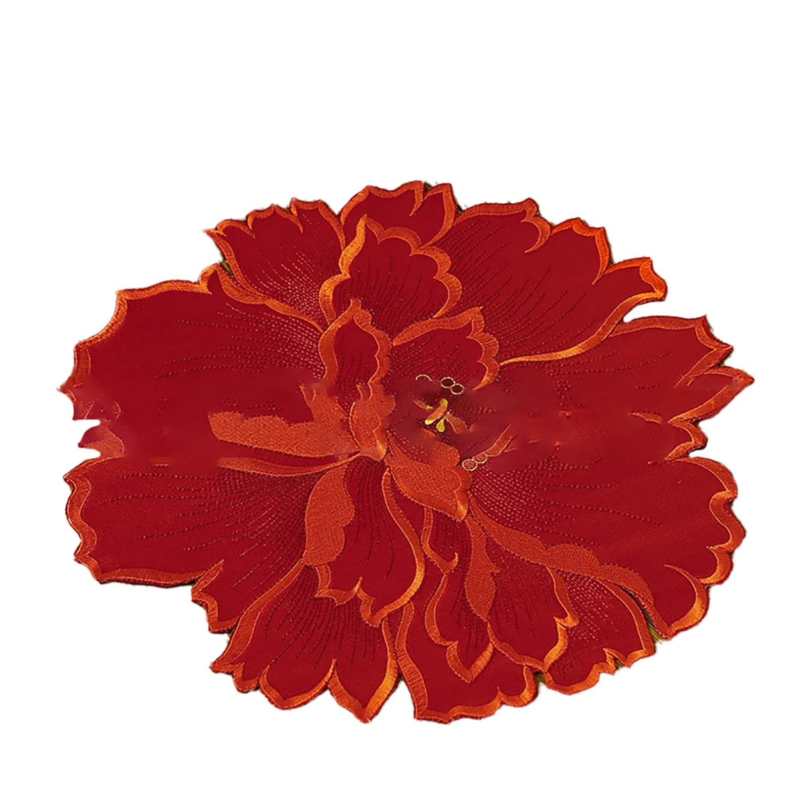 4 Pcs Flower Placemat,3D Flower Placemats,Flower Shape Placemat,Heat-Resistant And Washable Placemat for Dining Table,Tablemats Kitchen Table Setting Decorative for Wedding Holiday Dining Table Red - Image 4