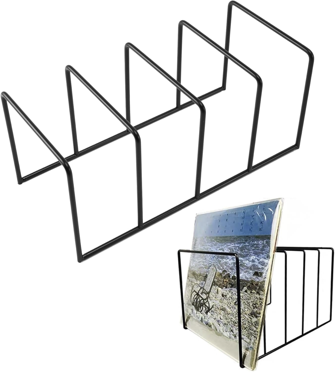 Vinyl Record Storage Holder Stand, Premium Metal Wire Magazine Rack and Book Holder, Functional and Contemporary Vinyl Record Rack Organizer, 1 Pcs, 9.84x4.72x4.72 9.84