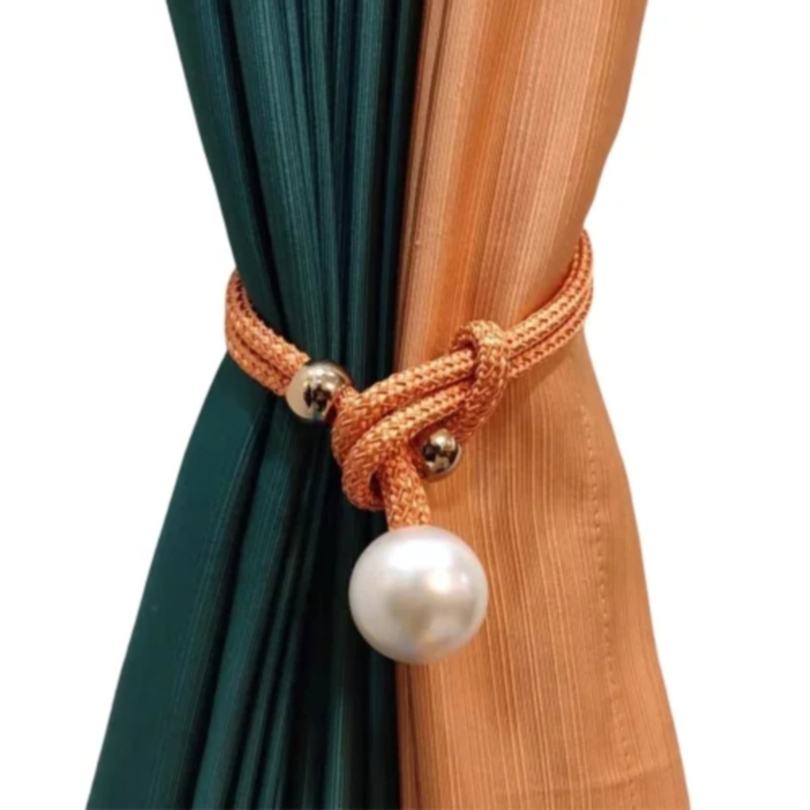 Adjustable Big Pearl Curtain Tiebacks, Hand Woven Curtain TieBack, Decorative Rope Holdbacks for Curtains, Curtain Ties for Home Bedroom Decorative Curtain, 1 Pcs, 21.56x1.57 21.56