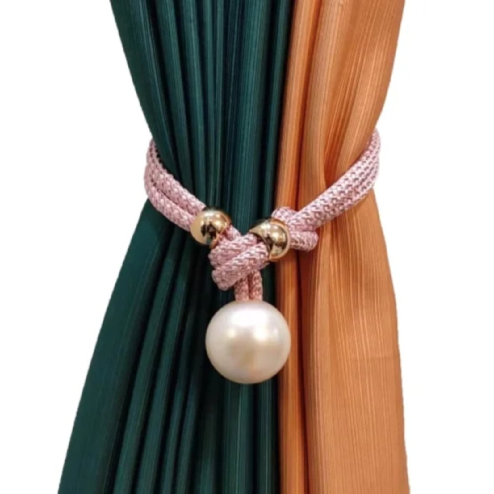 Adjustable Big Pearl Curtain Tiebacks, Hand Woven Curtain TieBack, Decorative Rope Holdbacks for Curtains, Curtain Ties for Home Bedroom Decorative Curtain, 1 Pcs, 21.56x1.57 21.56