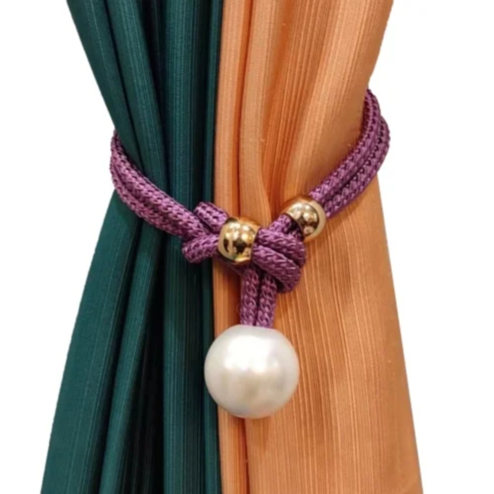 Adjustable Big Pearl Curtain Tiebacks, Hand Woven Curtain TieBack, Decorative Rope Holdbacks for Curtains, Curtain Ties for Home Bedroom Decorative Curtain, 1 Pcs, 21.56x1.57 21.56