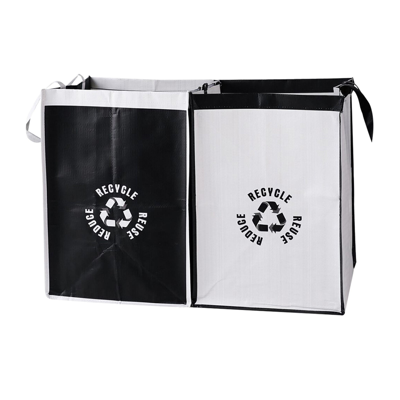 2 Pcs Separate Recycling Waste Bags,Recycle Waste Bag for Kitchen Home,Recycling Organizer,Reusable Recycling Bags,Indoor Recycling Trash Sorting Organizer,Reusable And Waterproof,(D,12x12x17 in) Gray - Image 1