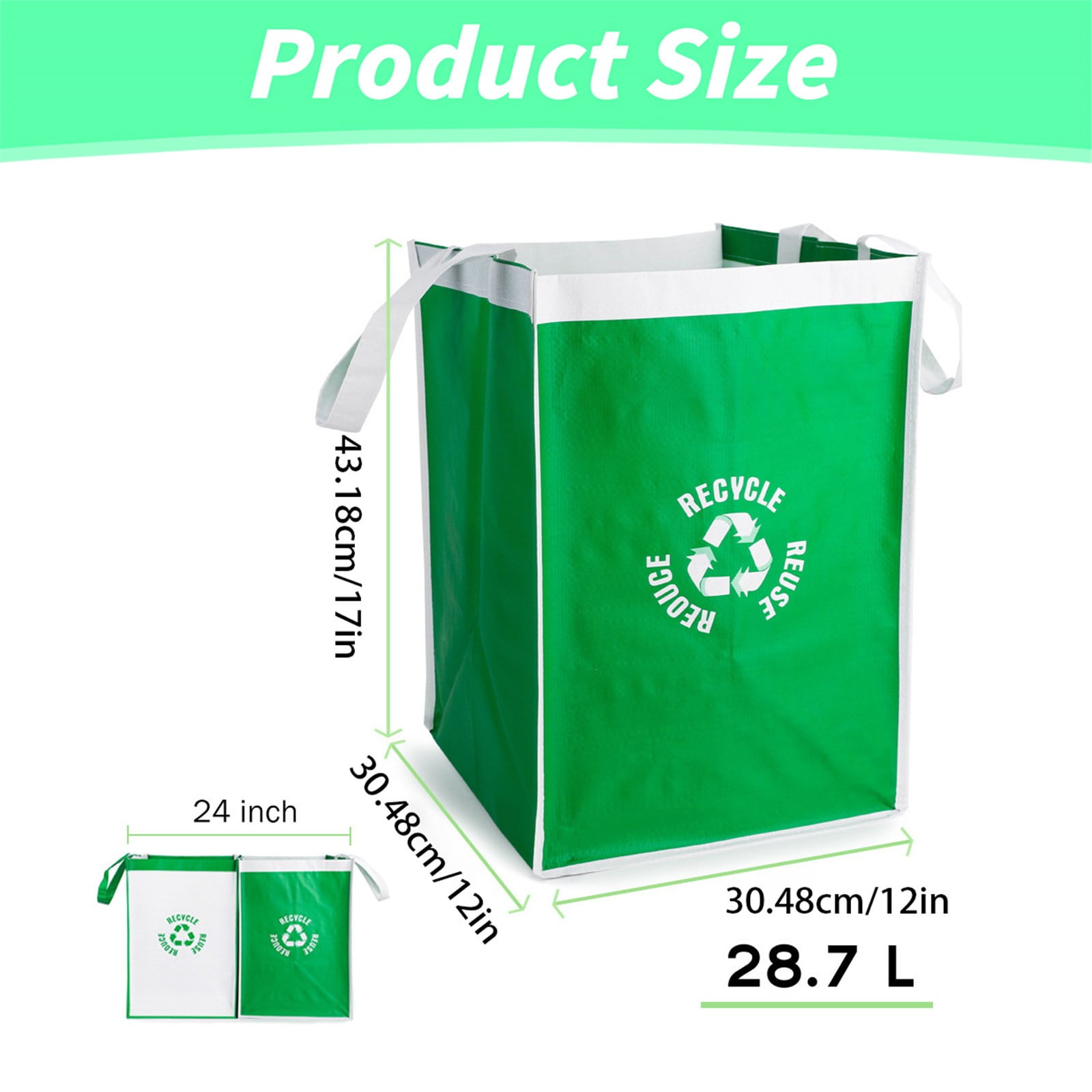 2 Pcs Separate Recycling Waste Bags,Recycle Waste Bag for Kitchen Home,Recycling Organizer,Reusable Recycling Bags,Indoor Recycling Trash Sorting Organizer,Reusable And Waterproof,(D,12x12x17 in) Gray - Image 3