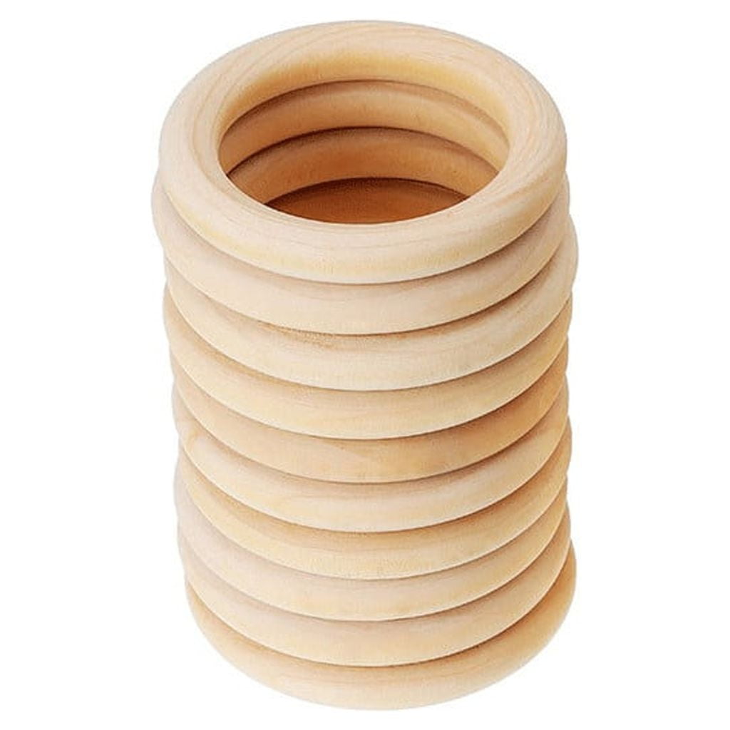 Natural Wood Rings for Crafts, Unfinished Wooden Rings, Macrame Rings for DIY, Wooden Rings Without Paint, Pendant Connectors, 10 Pcs, 70mm/2.76Inches 2.76