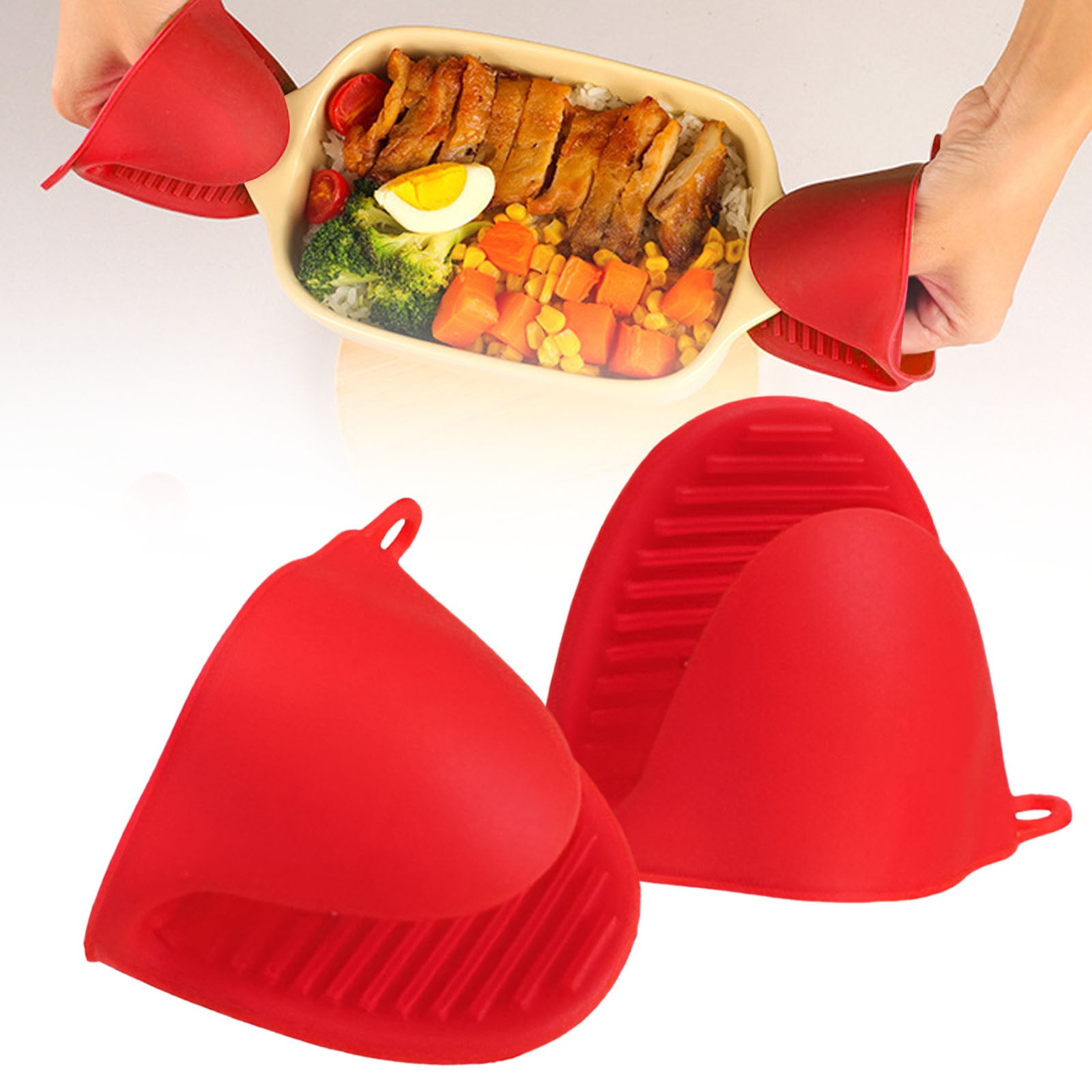 Mini Oven Gloves, Oven Heat Pot Holder, Cute Kitchen Mittens, Silicone Heat Resistant Cooking Pinch Mitts Potholder for Kitchen Cooking & Baking, 1 Pair, 4.4x3.2 4.4