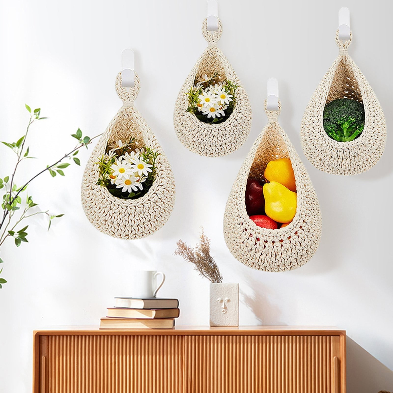 Woven Breads Baskets, Oval Small Fruit Baskets, Stackable Plastic Wicker Baskets for Serving Vegetables, Kitchen, Restaurant, Outdoor, Imitation Rattan, 1 Pcs, 7.48x5.11x2.75 7.87