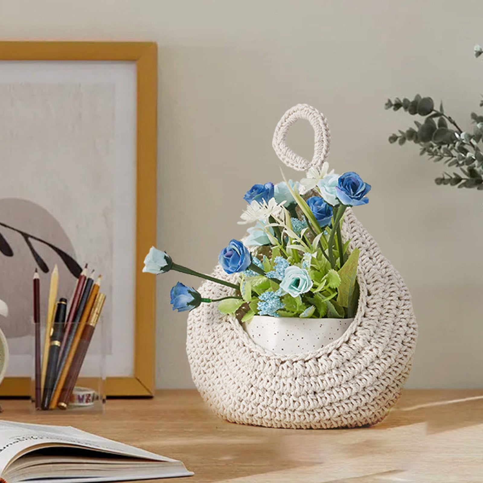 Woven Breads Baskets, Oval Small Fruit Baskets, Stackable Plastic Wicker Baskets for Serving Vegetables, Kitchen, Restaurant, Outdoor, Imitation Rattan, 1 Pcs, 7.48x5.11x2.75 13.78