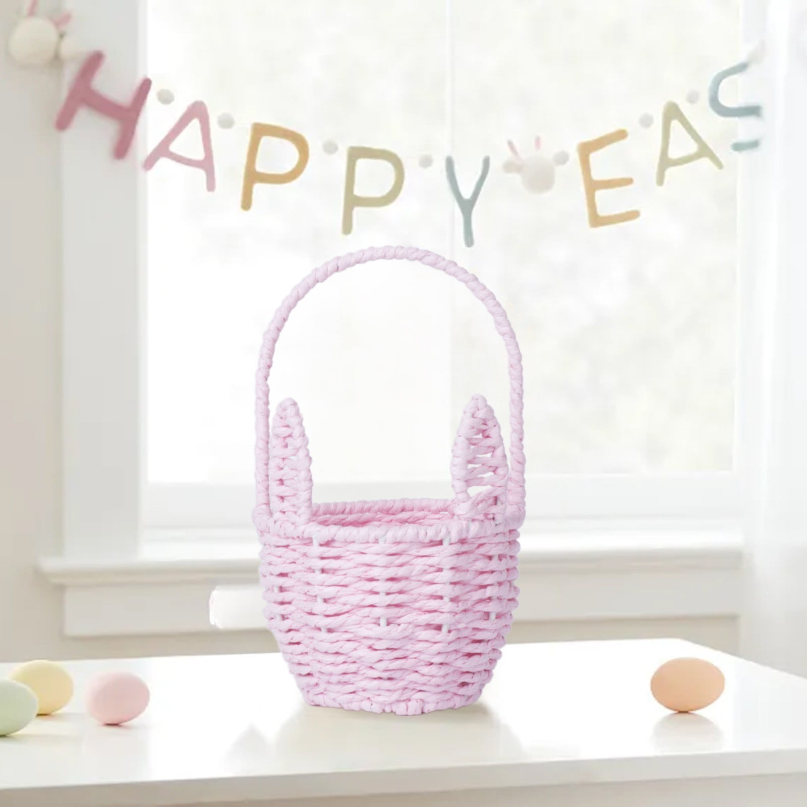 Woven Breads Baskets, Oval Small Fruit Baskets, Stackable Plastic Wicker Baskets for Serving Vegetables, Kitchen, Restaurant, Outdoor, Imitation Rattan, 1 Pcs, 7.48x5.11x2.75 4.88