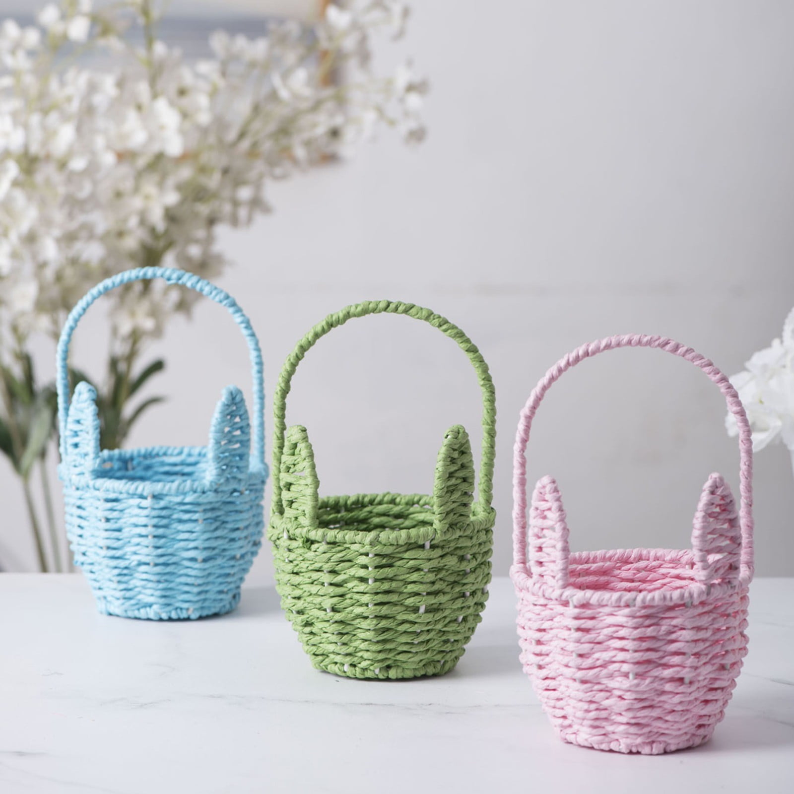 Woven Breads Baskets, Oval Small Fruit Baskets, Stackable Plastic Wicker Baskets for Serving Vegetables, Kitchen, Restaurant, Outdoor, Imitation Rattan, 1 Pcs, 7.48x5.11x2.75 4.88