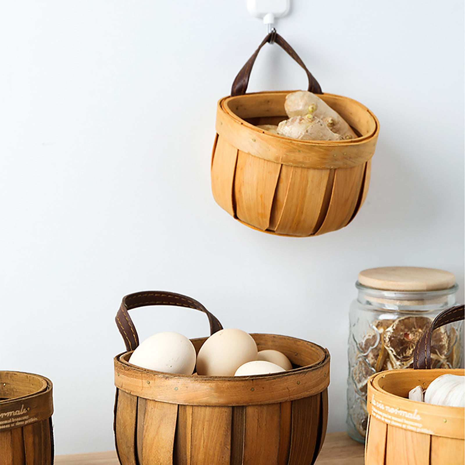 Woven Breads Baskets, Oval Small Fruit Baskets, Stackable Plastic Wicker Baskets for Serving Vegetables, Kitchen, Restaurant, Outdoor, Imitation Rattan, 1 Pcs, 7.48x5.11x2.75 5.0