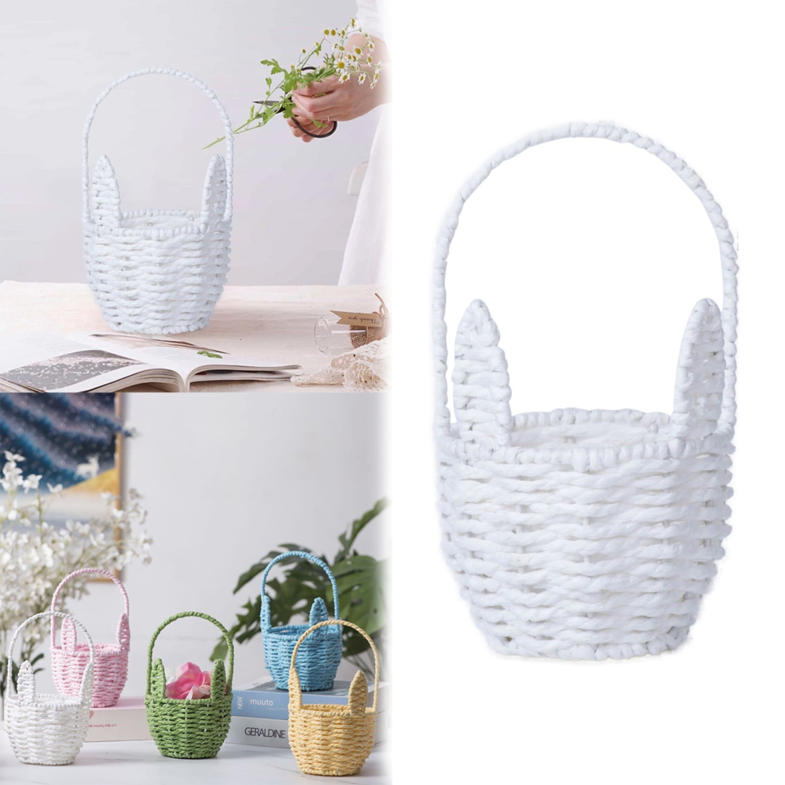 Woven Breads Baskets, Oval Small Fruit Baskets, Stackable Plastic Wicker Baskets for Serving Vegetables, Kitchen, Restaurant, Outdoor, Imitation Rattan, 1 Pcs, 7.48x5.11x2.75 4.88