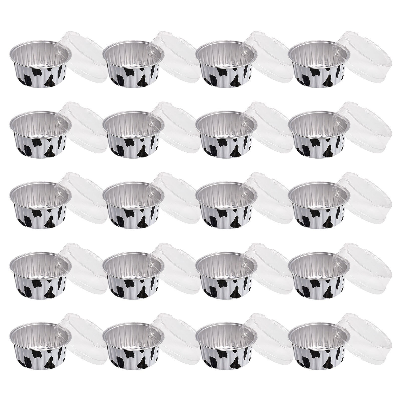 Aluminum Foil Baking Cups with Lids,20pcs Round Pudding and Cake Molds,Heat-Resistant Up to 250°C,Reusable for Oven,Microwave,and BBQ,Ideal for Parties,Catering,and Home Baking White - Image 1