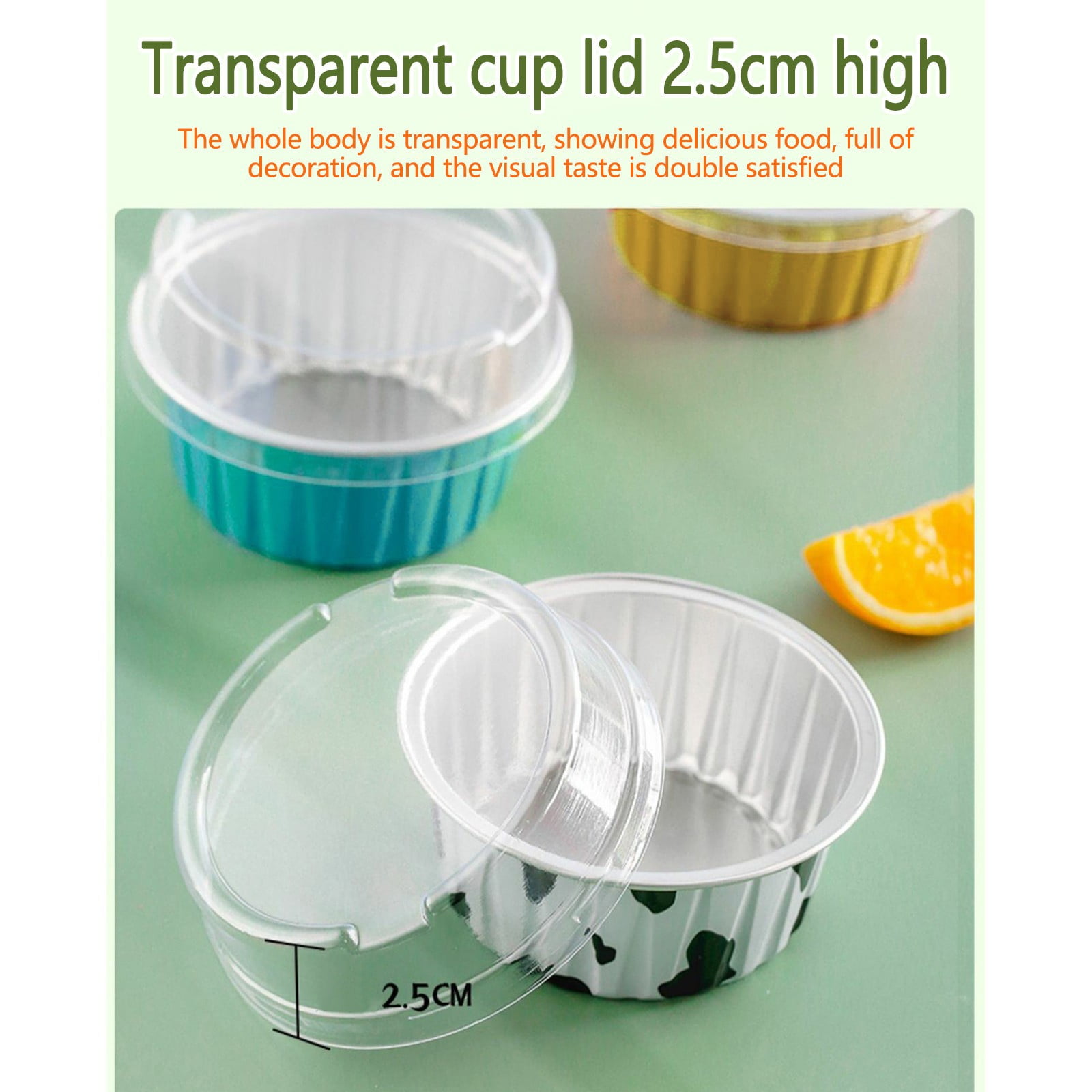 Aluminum Foil Baking Cups with Lids,20pcs Round Pudding and Cake Molds,Heat-Resistant Up to 250°C,Reusable for Oven,Microwave,and BBQ,Ideal for Parties,Catering,and Home Baking White - Image 5