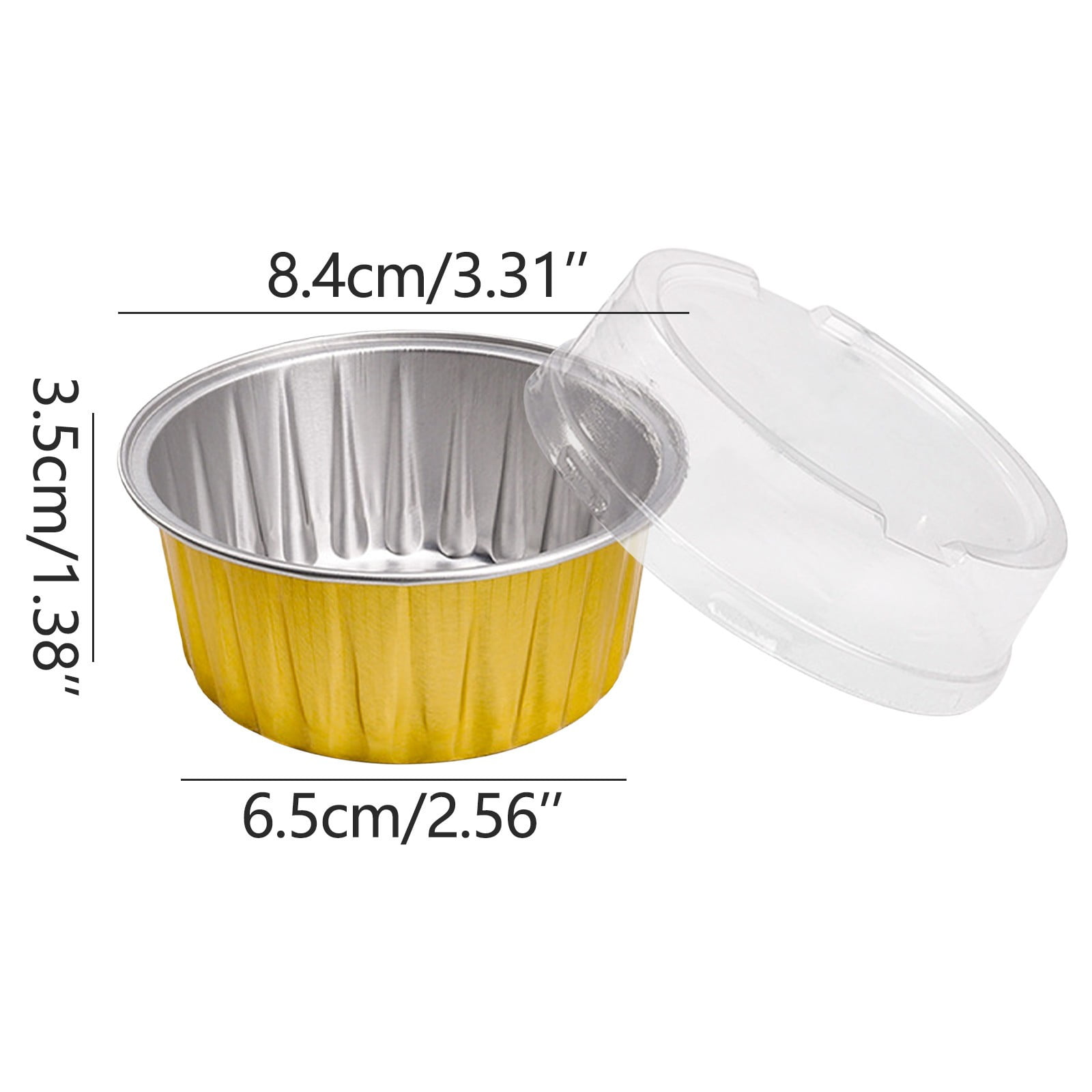 Aluminum Foil Baking Cups with Lids,20pcs Round Pudding and Cake Molds,Heat-Resistant Up to 250°C,Reusable for Oven,Microwave,and BBQ,Ideal for Parties,Catering,and Home Baking Yellow - Image 2
