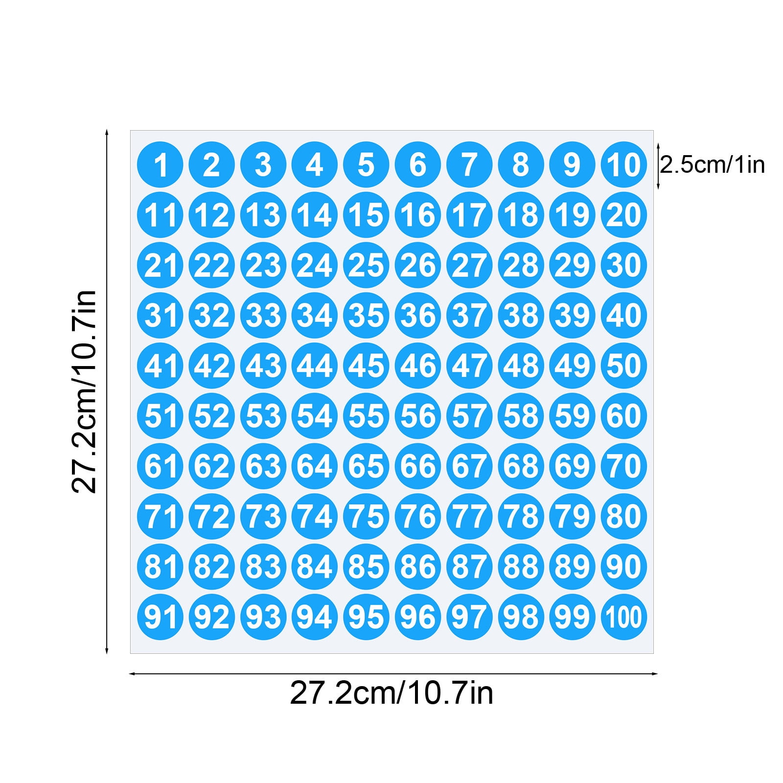 1 Inch Round Number Stickers,1-100 Multi-Color Self-Adhesive Labels for Mailbox,Scrapbook,and DIY Crafts,Easy to Peel and Stick on Various Surfaces,Durable Paper Material for Long-Lasting Use Blue - Image 3