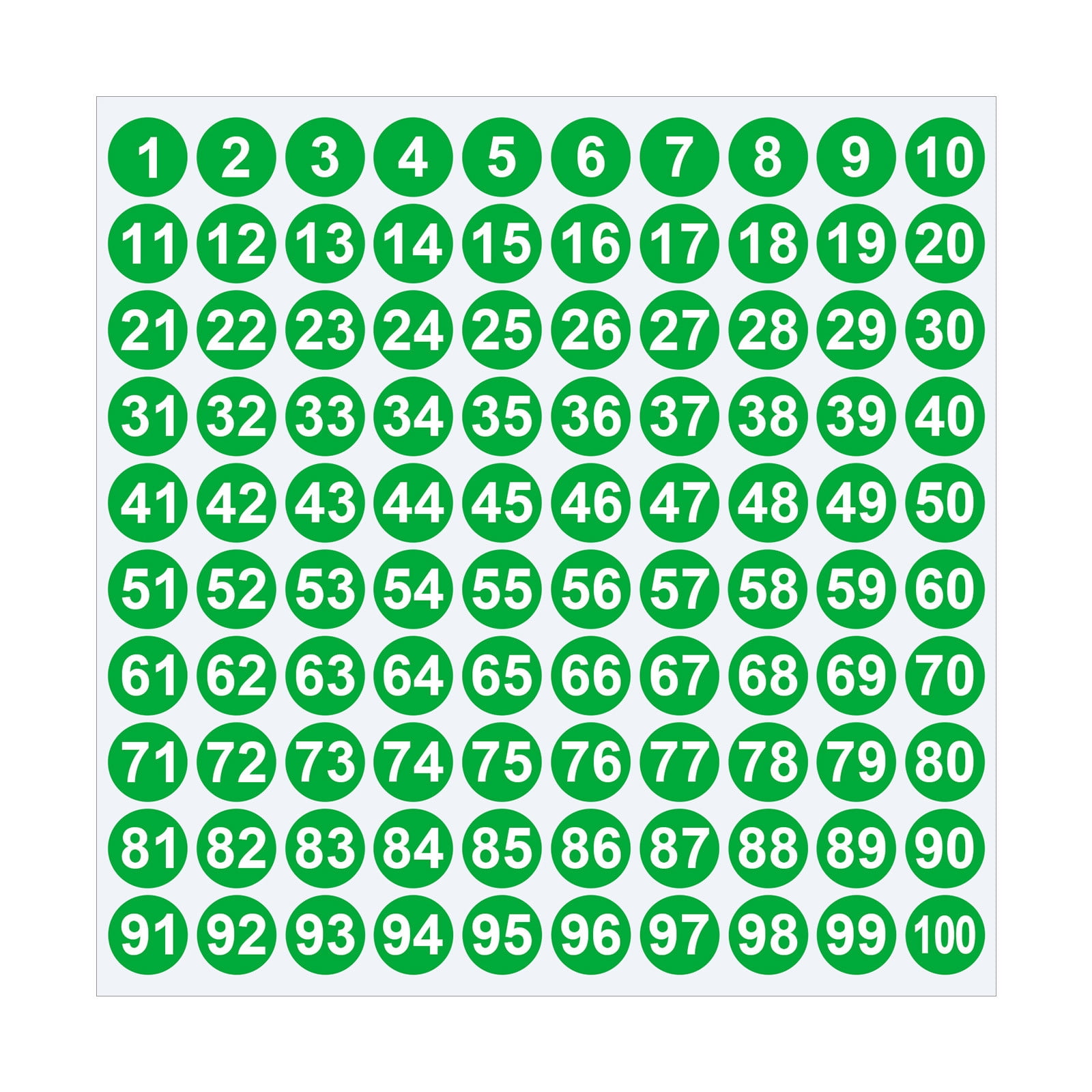 1 Inch Round Number Stickers,1-100 Multi-Color Self-Adhesive Labels for Mailbox,Scrapbook,and DIY Crafts,Easy to Peel and Stick on Various Surfaces,Durable Paper Material for Long-Lasting Use Green - Image 1