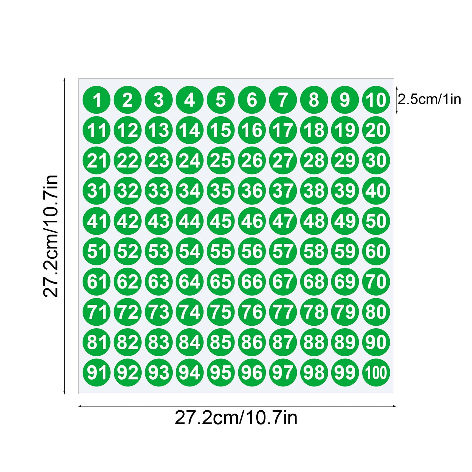 1 Inch Round Number Stickers,1-100 Multi-Color Self-Adhesive Labels for Mailbox,Scrapbook,and DIY Crafts,Easy to Peel and Stick on Various Surfaces,Durable Paper Material for Long-Lasting Use Green - Image 3