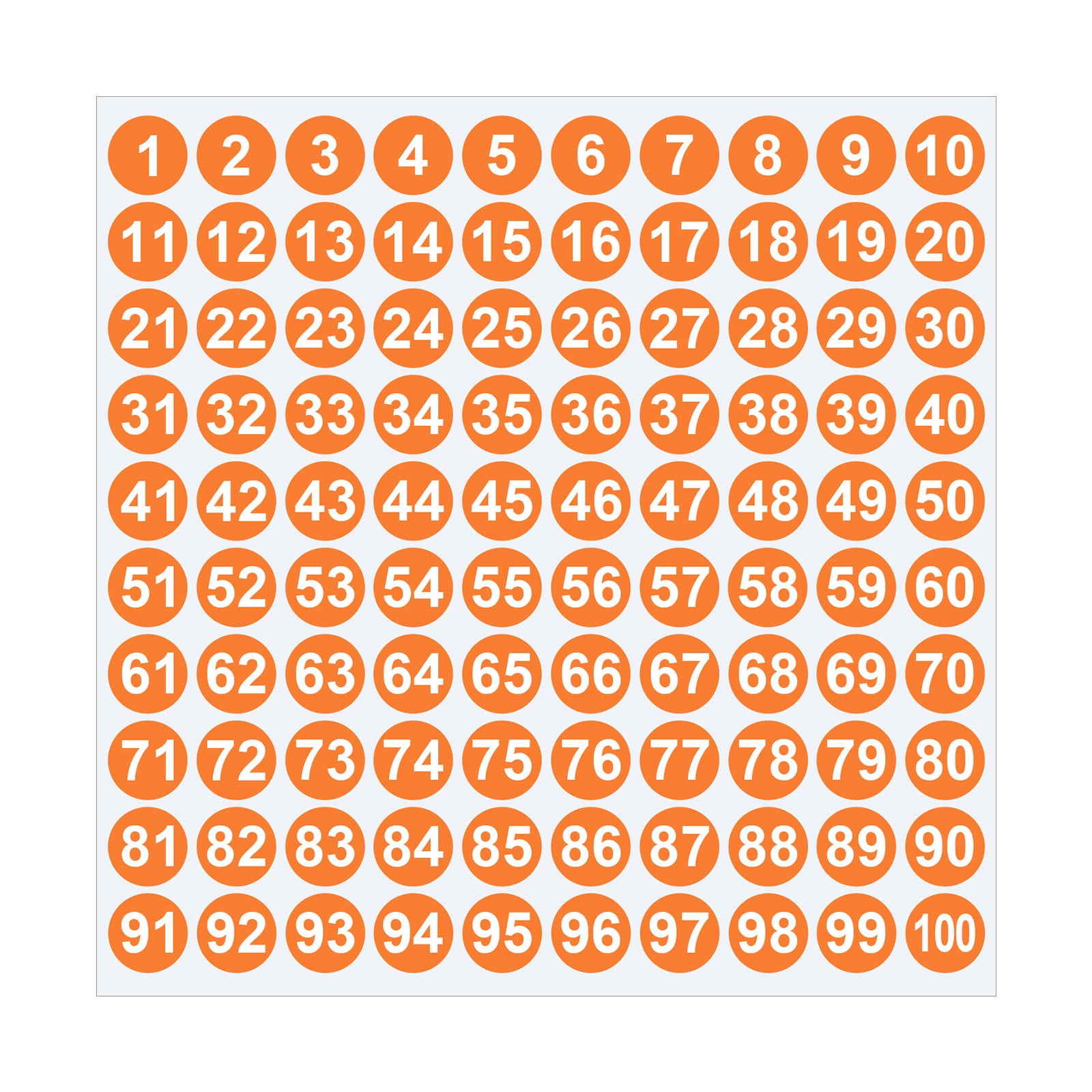 1 Inch Round Number Stickers,1-100 Multi-Color Self-Adhesive Labels for Mailbox,Scrapbook,and DIY Crafts,Easy to Peel and Stick on Various Surfaces,Durable Paper Material for Long-Lasting Use Orange - Image 1