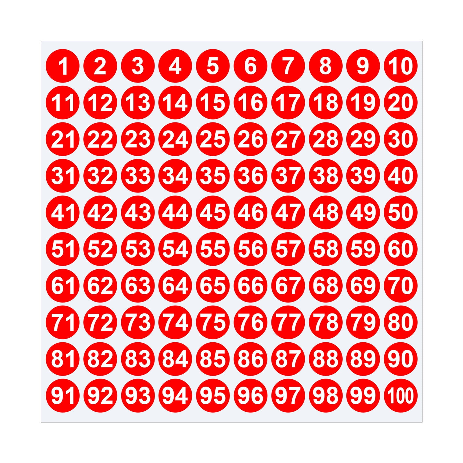 1 Inch Round Number Stickers,1-100 Multi-Color Self-Adhesive Labels for Mailbox,Scrapbook,and DIY Crafts,Easy to Peel and Stick on Various Surfaces,Durable Paper Material for Long-Lasting Use Red - Image 1